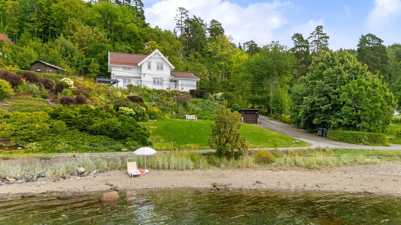 Boligen sett fra stranden Galleribilde