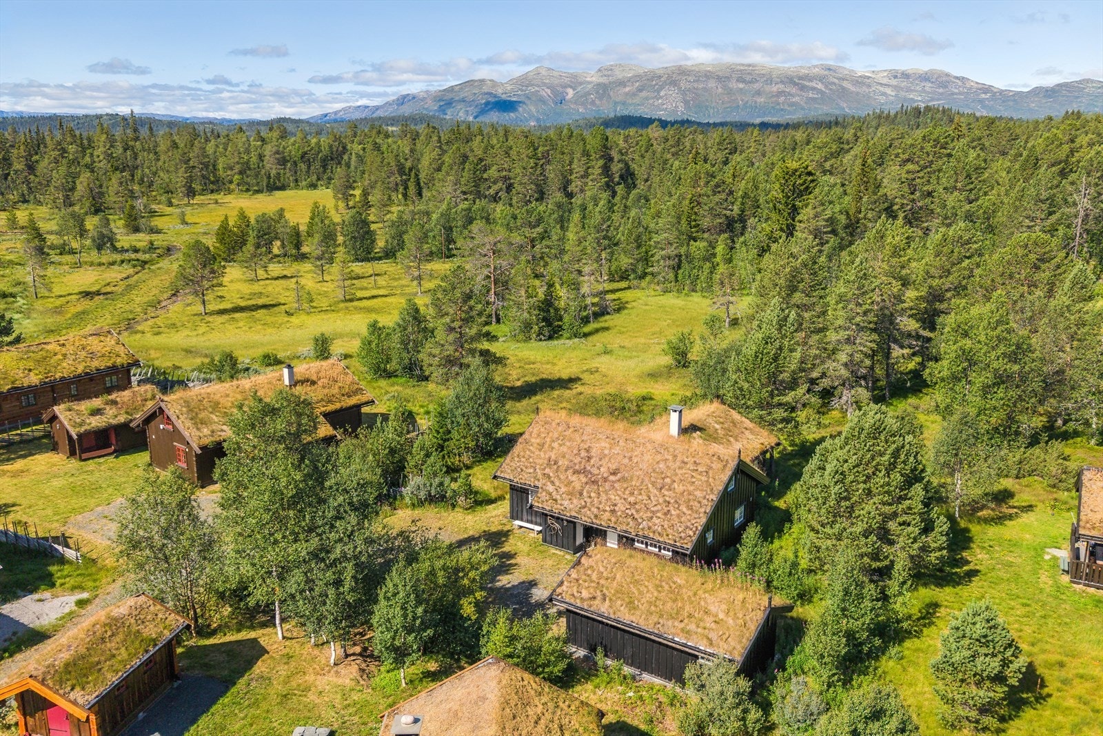 Hytta ligger i første rekke mot friarealet, med utsikt over åpent fjellterreng. Galleribilde