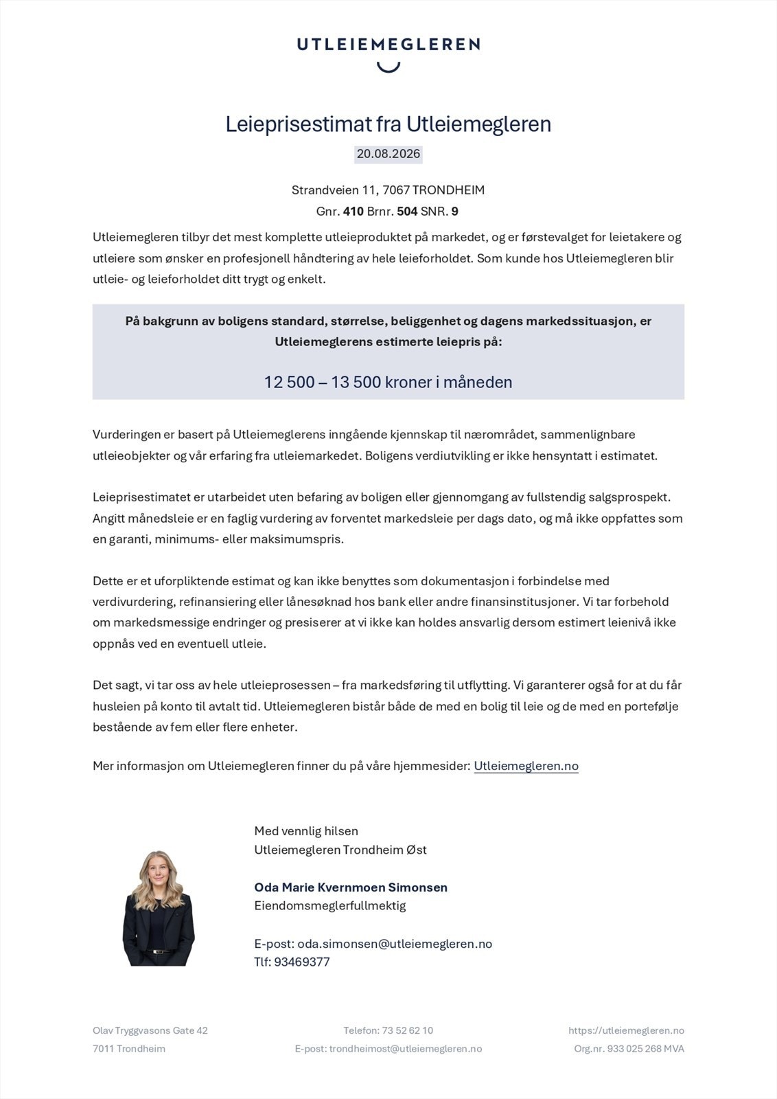 Utleieestimat. Galleribilde