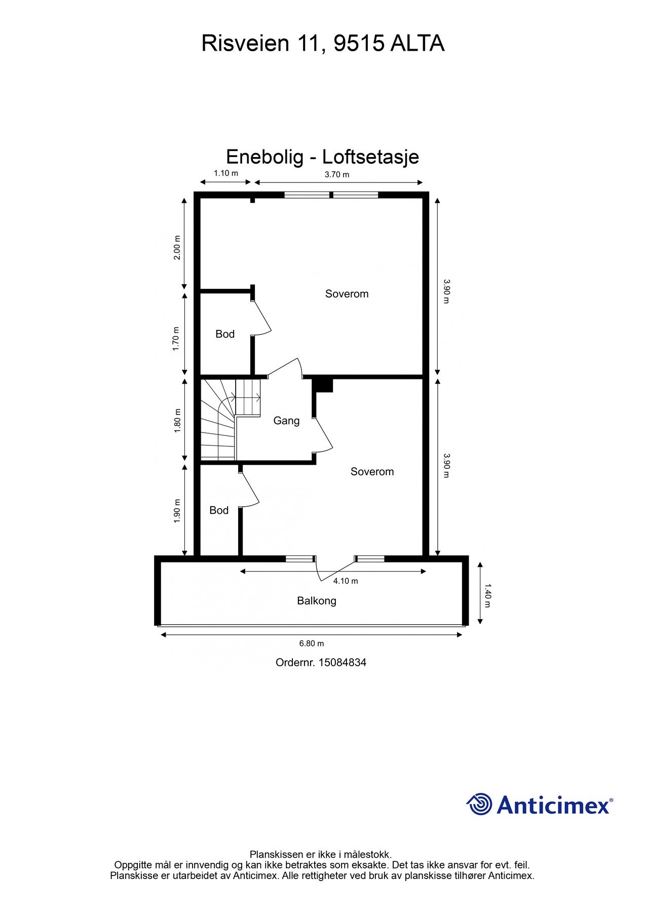 Plantegning for loftsetasjen. Galleribilde