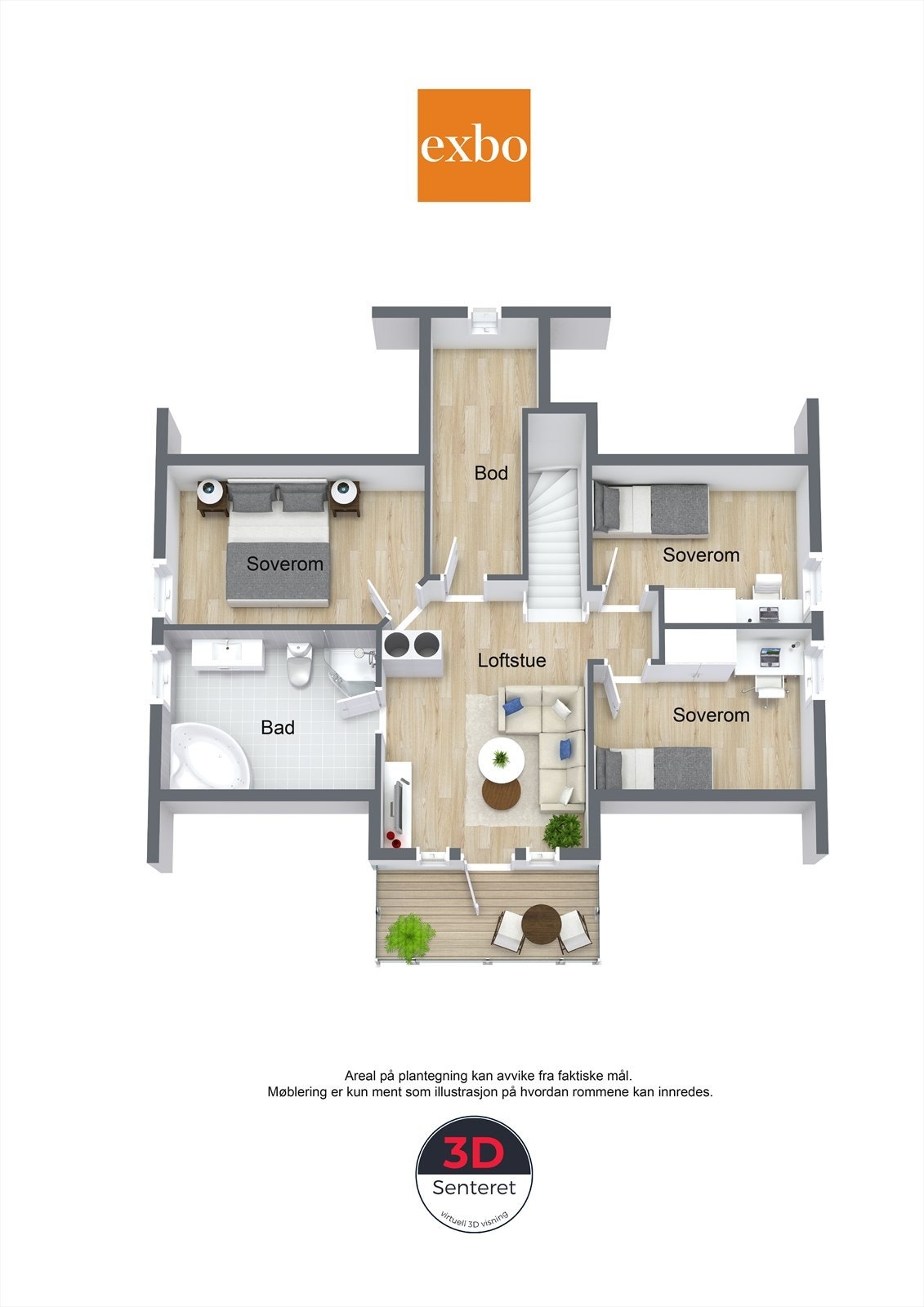 I 2.etg/loft er det følgende plantegning. Galleribilde