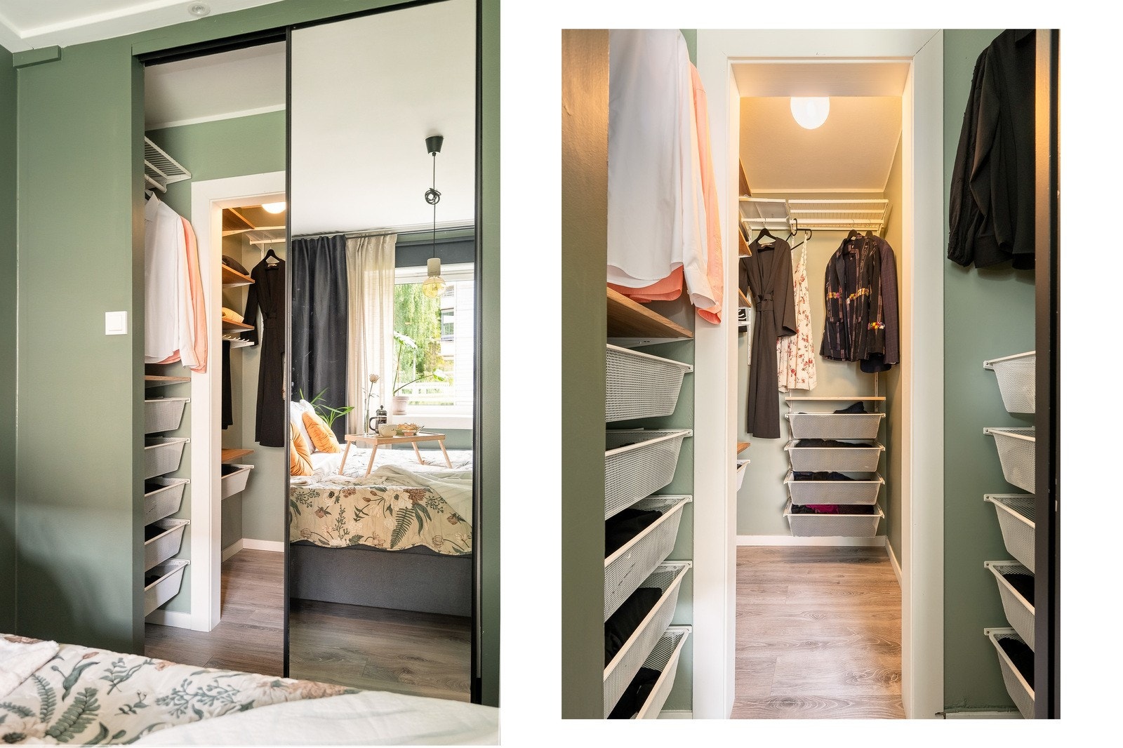 Praktisk walk-in-closet (bod) med smart garderobeløsning i tilknytning til soverommet. Galleribilde