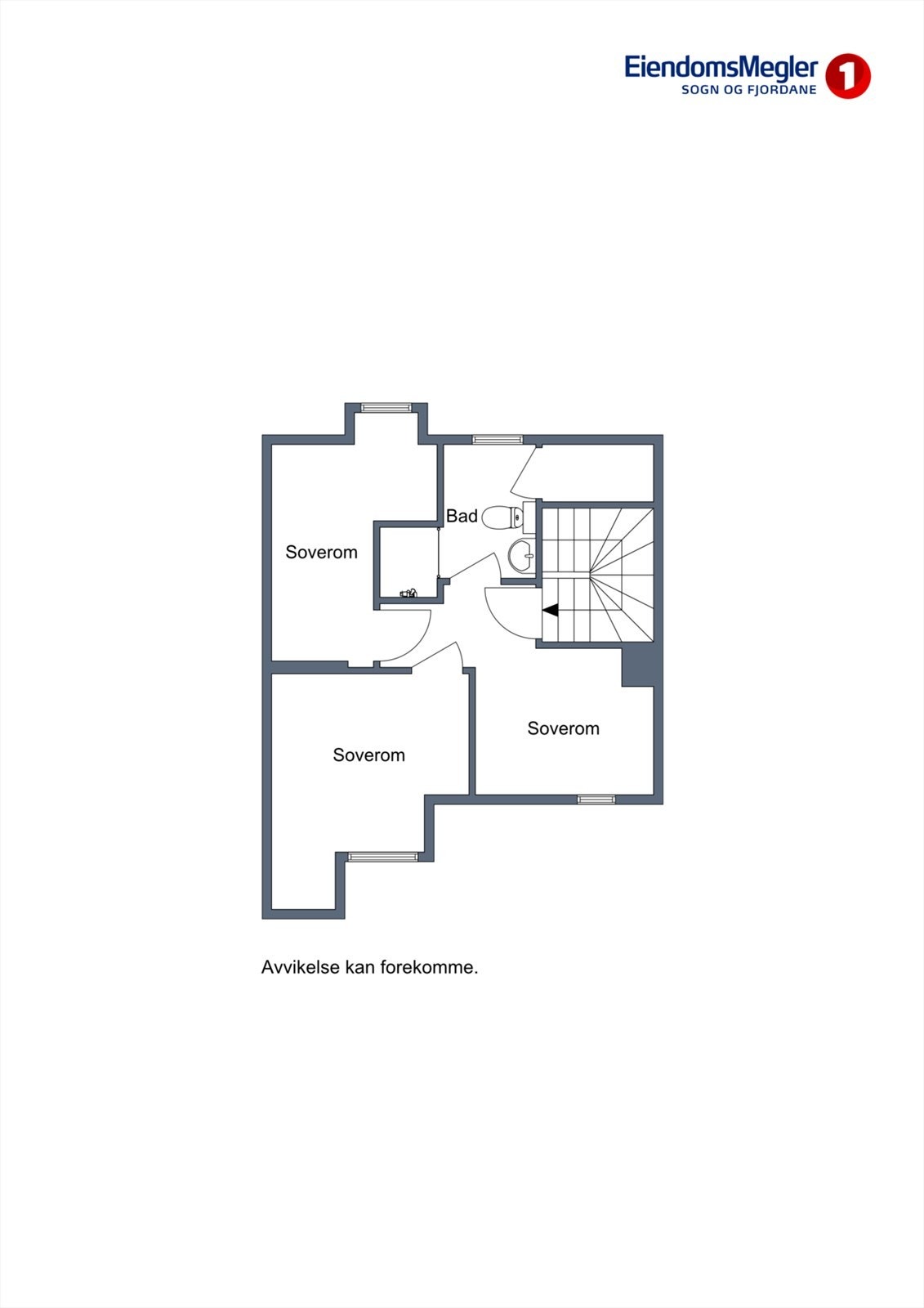 Planskisse loft (rommet til høgre er eit kontor, ikkje soverom). Galleribilde