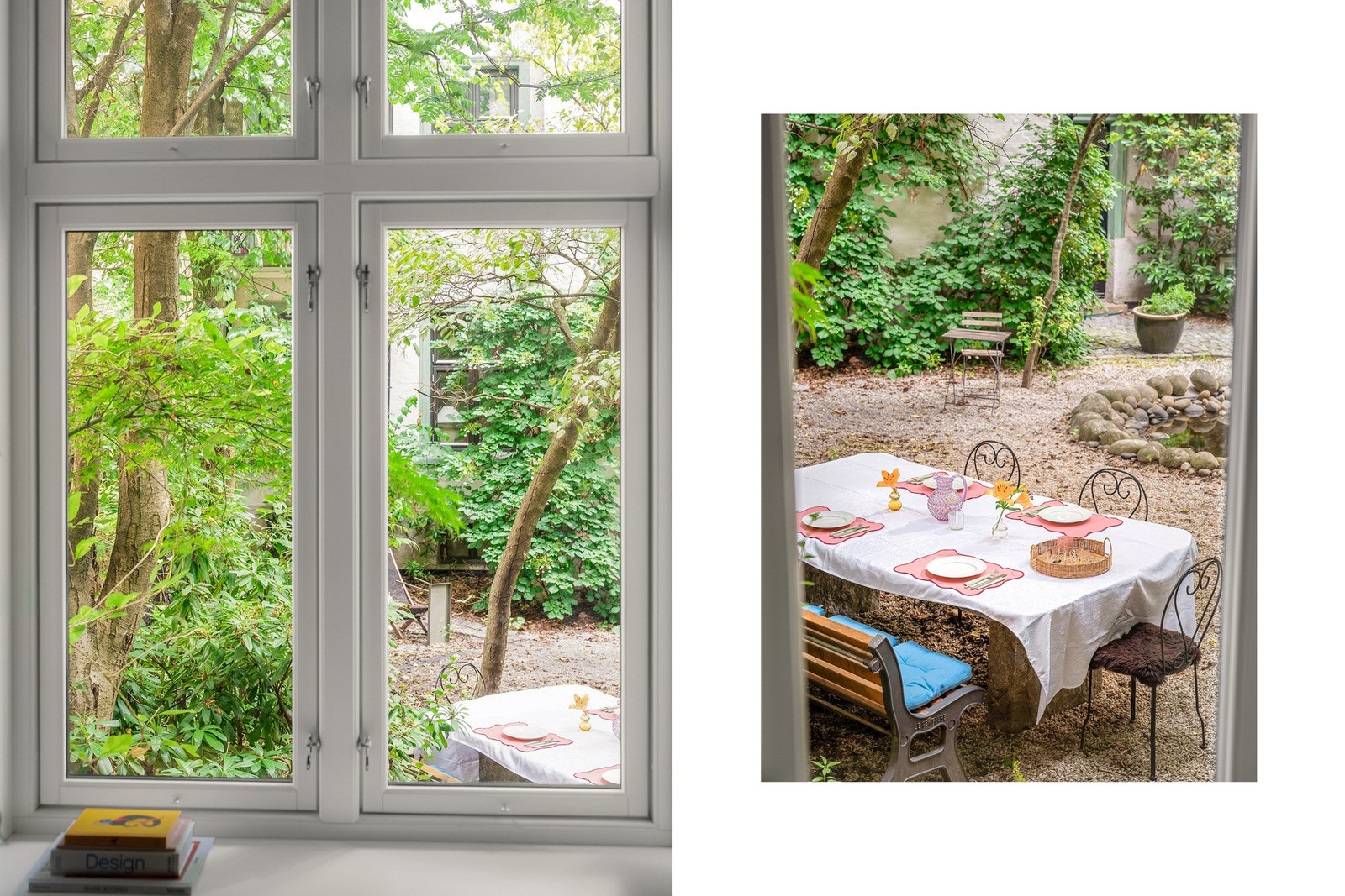 De store vindusflatene gir godt med dagslys og et grønt utsyn mot den rolige bakgården. Galleribilde
