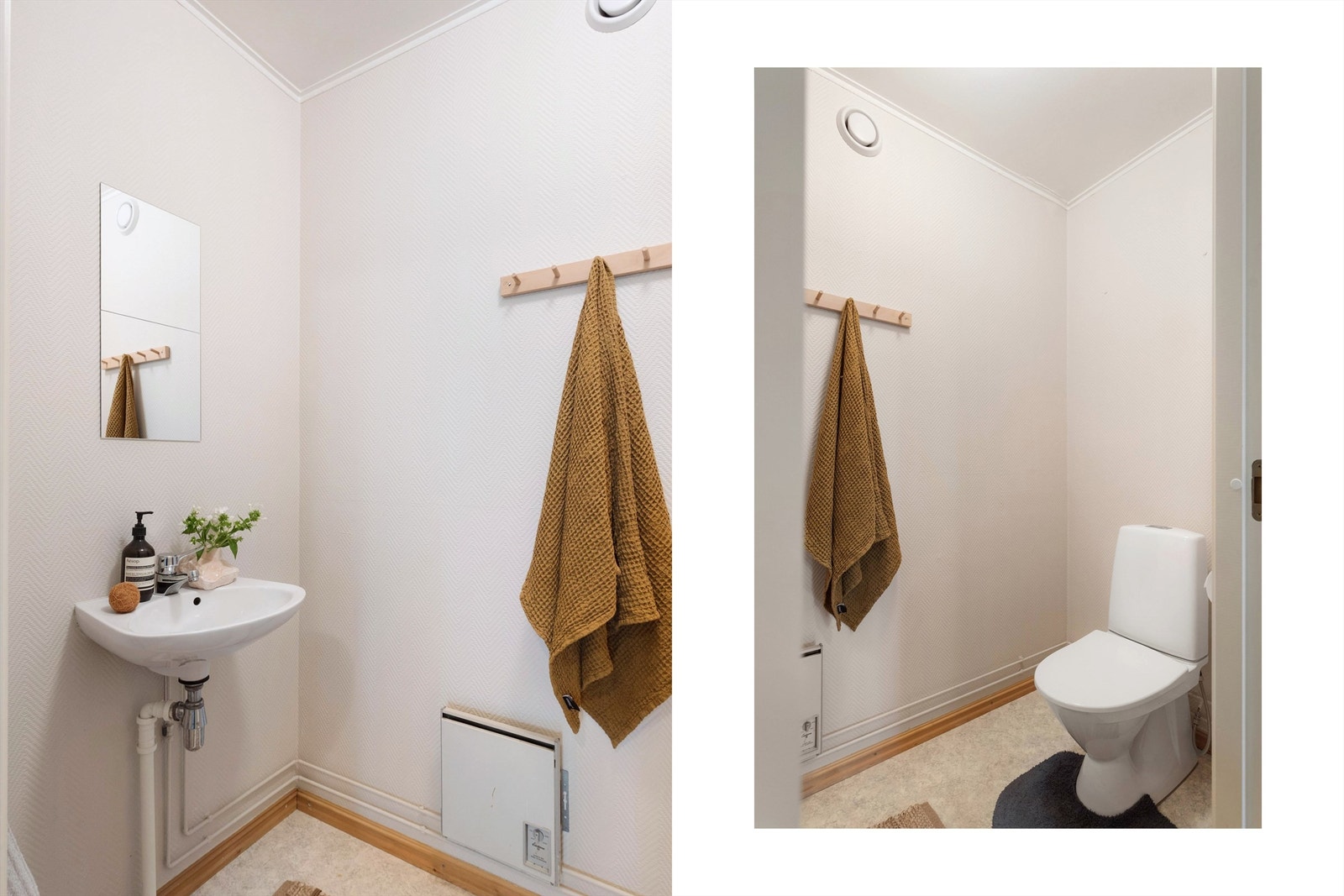 I tillegg til badet har leiligheten et separat toalettrom, en praktisk løsning i hverdagen. Galleribilde