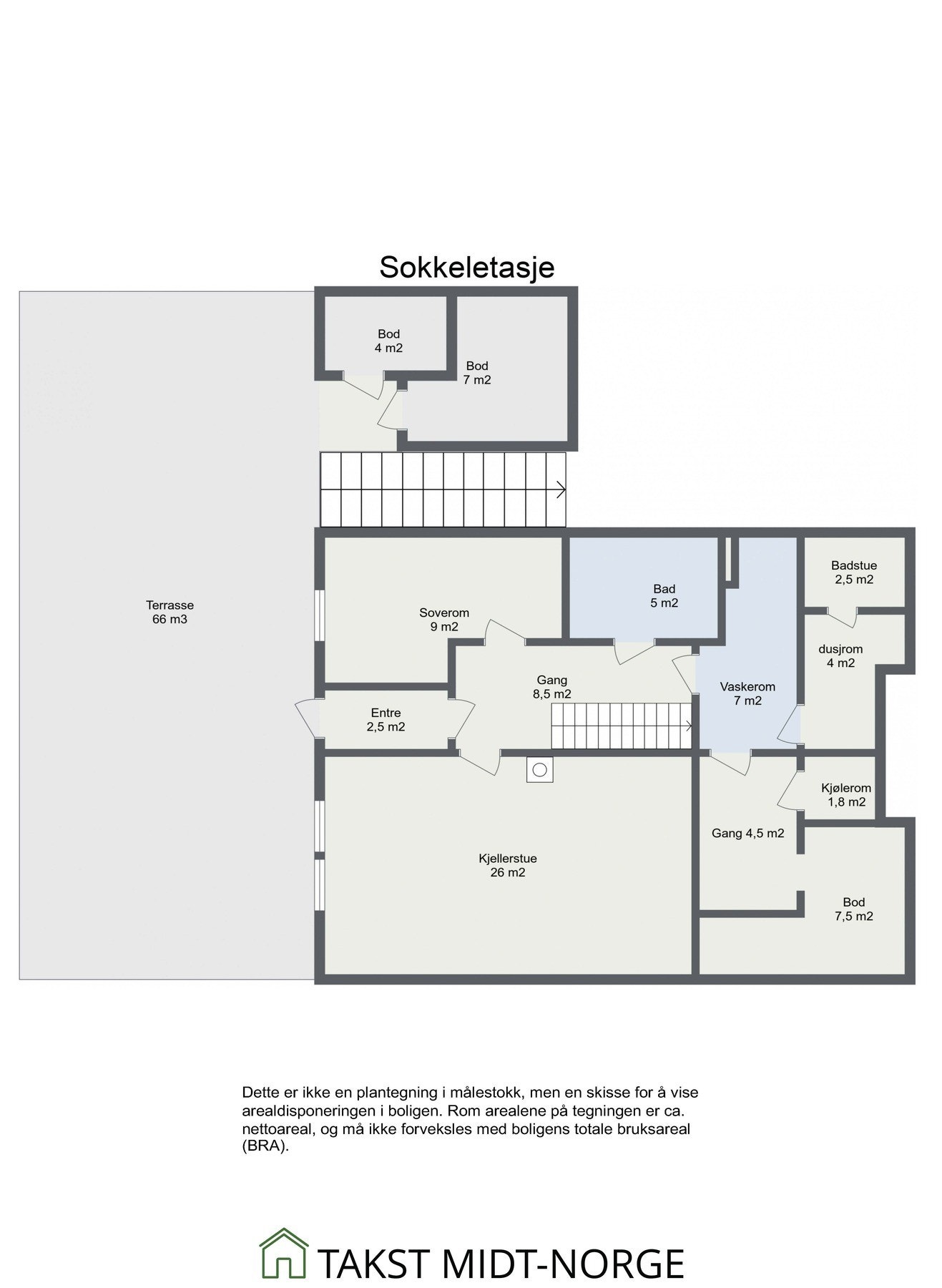 Planskisse sokkeletasje. Galleribilde
