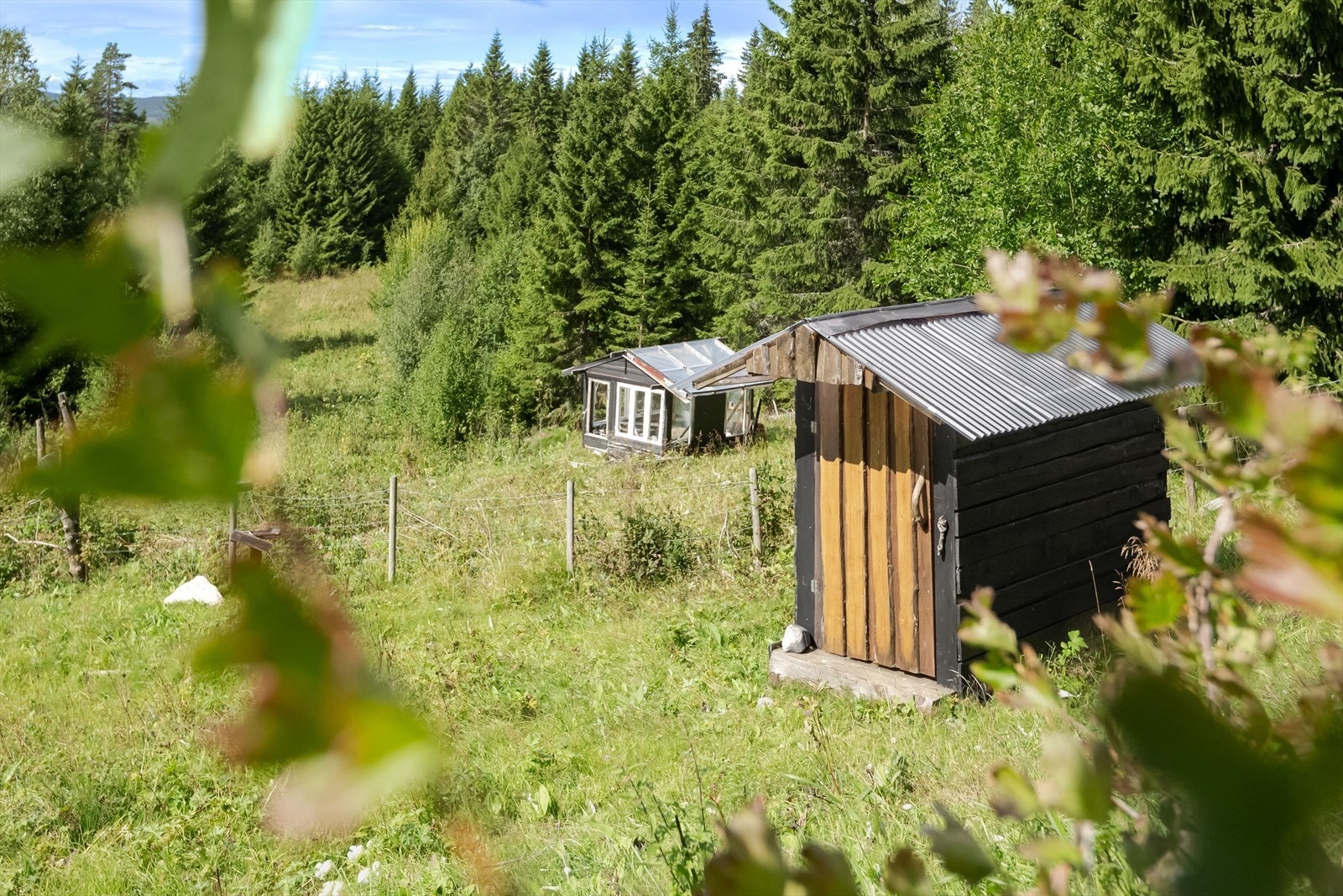 Dusjbygg, drivhus og gapahuk fra ca. 2020. Galleribilde