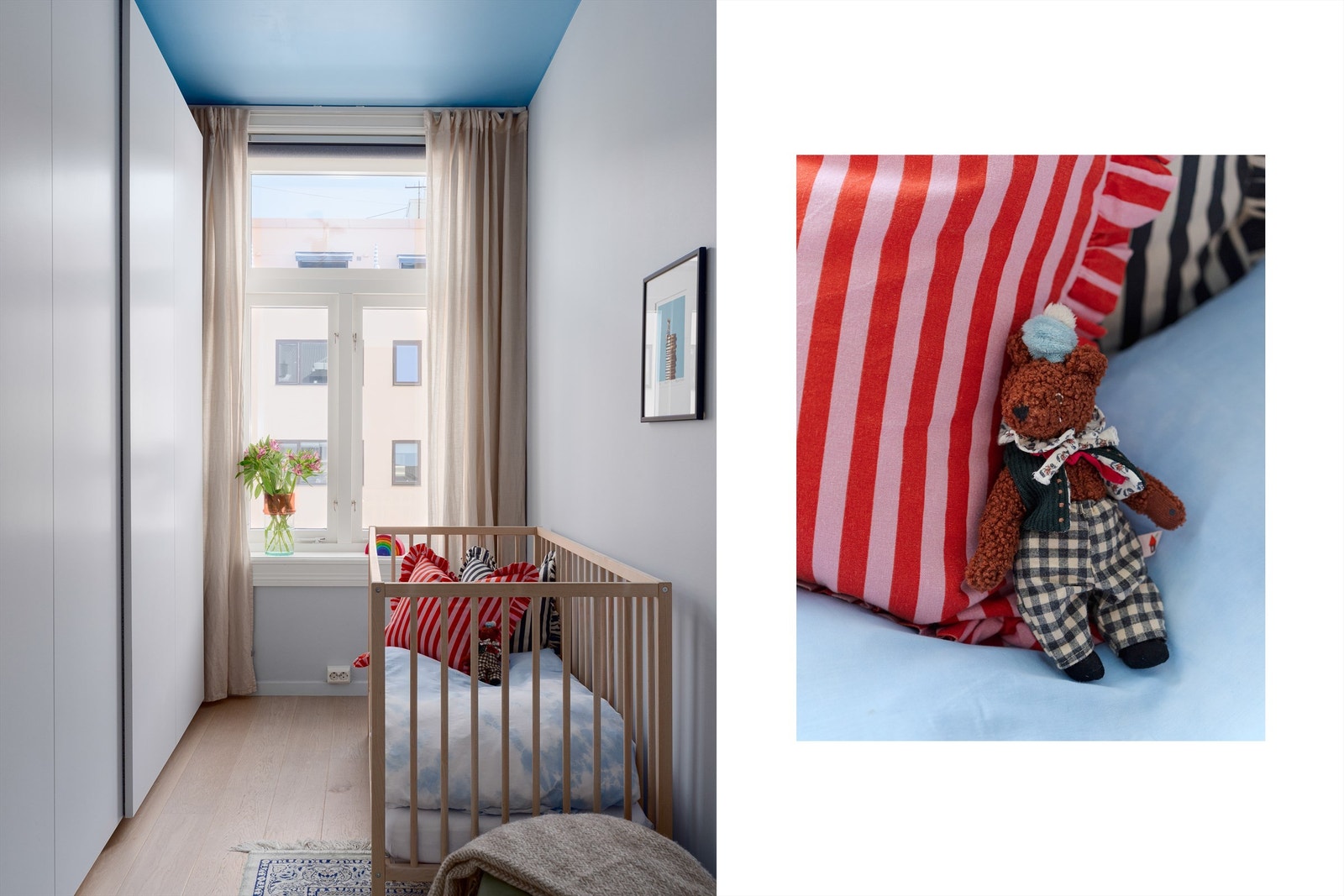Barnerommet til Nils er som å gå en sky. Lyst, luftig og mykt. Galleribilde