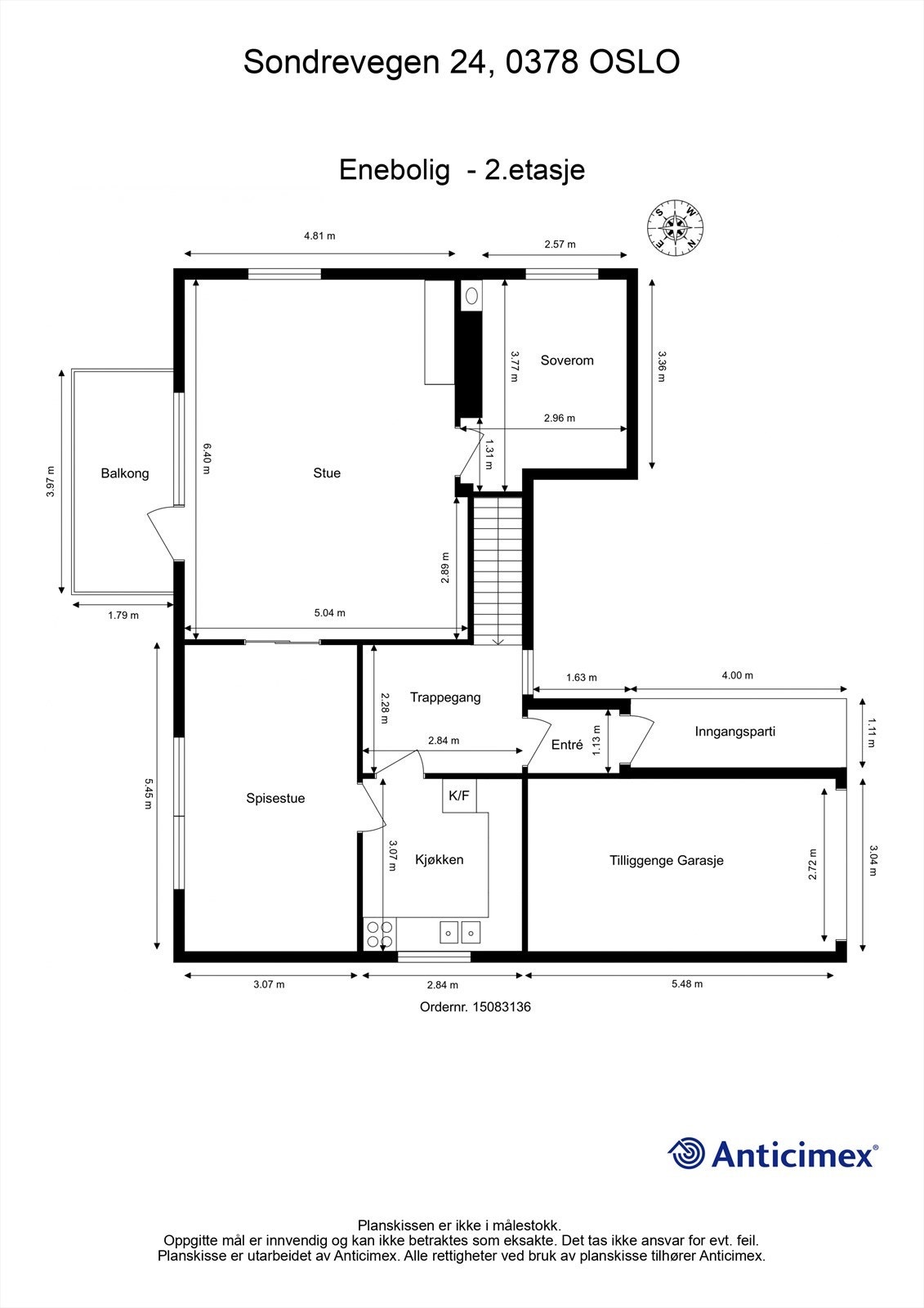 2. etasje inneholder entré, trappegang, stue, spisestue, kjøkken og soverom. Galleribilde