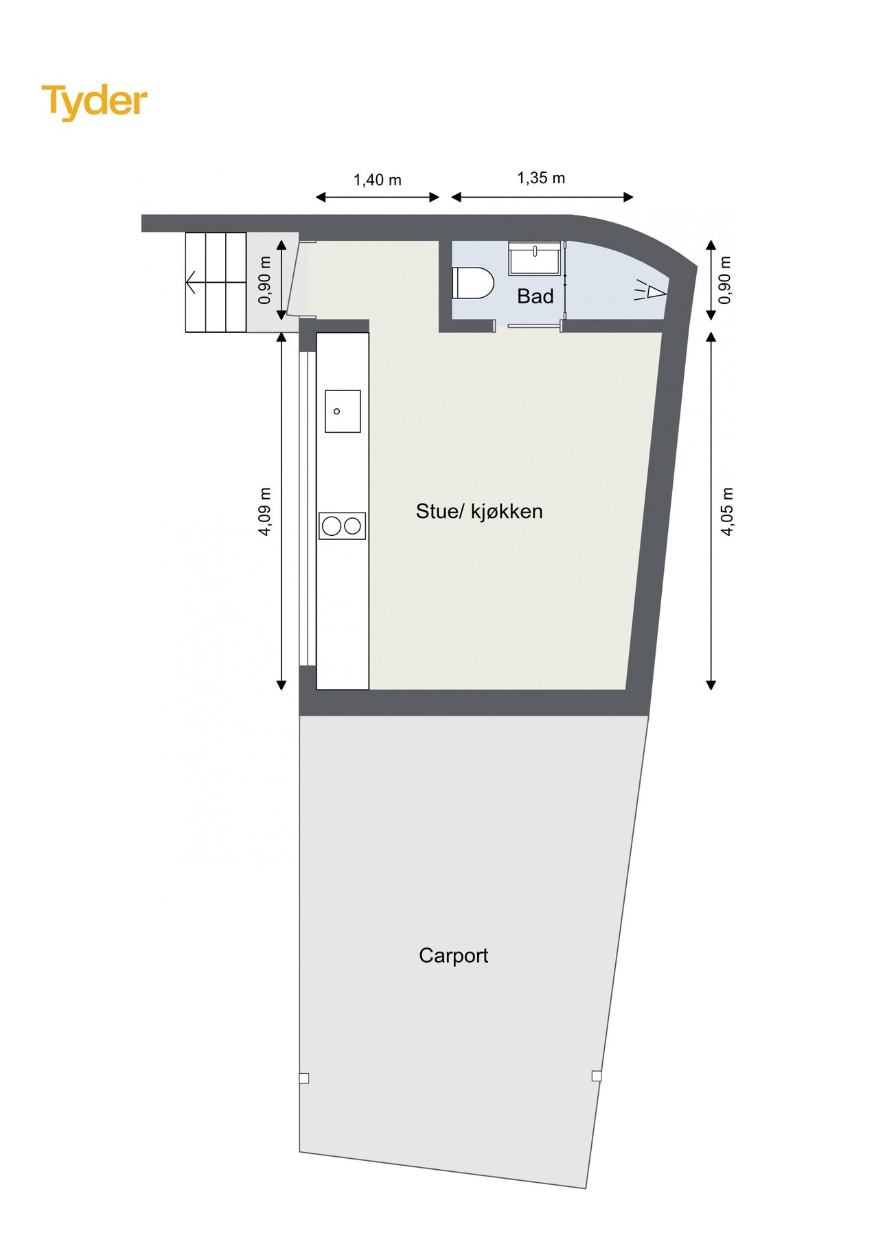 Plantegning praktikantbolig. Galleribilde