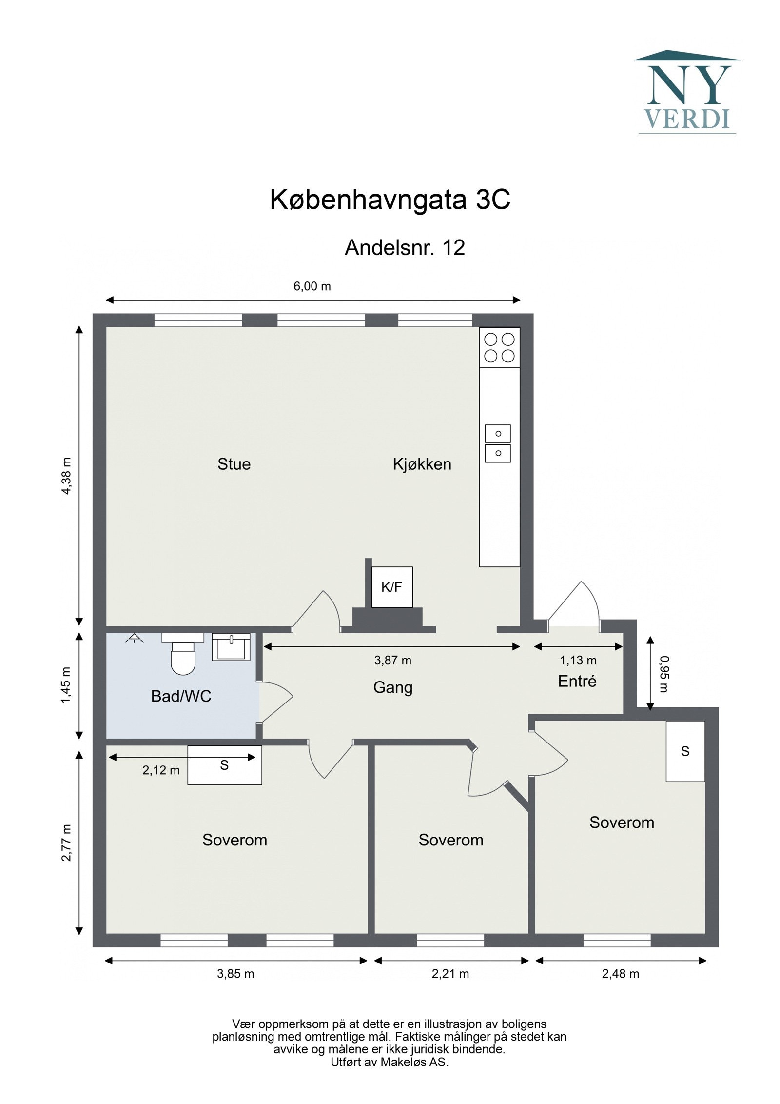 Københavngata 3C - Leil. 206, andel 12 - Floor Plan Galleribilde