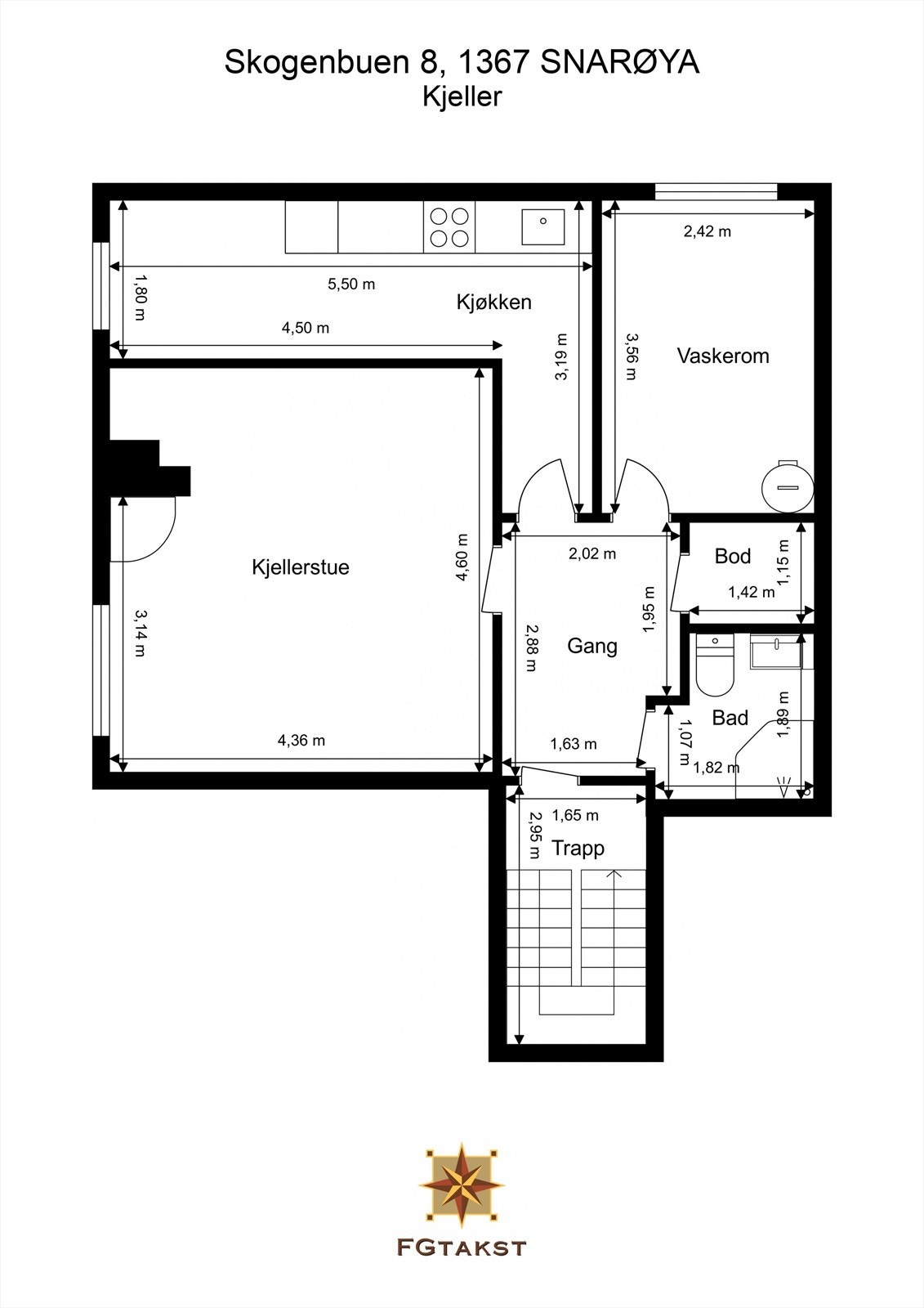 Kjelleren er innredet med kjellerstue, kjøkken, bad, vaskerom og bod. Galleribilde