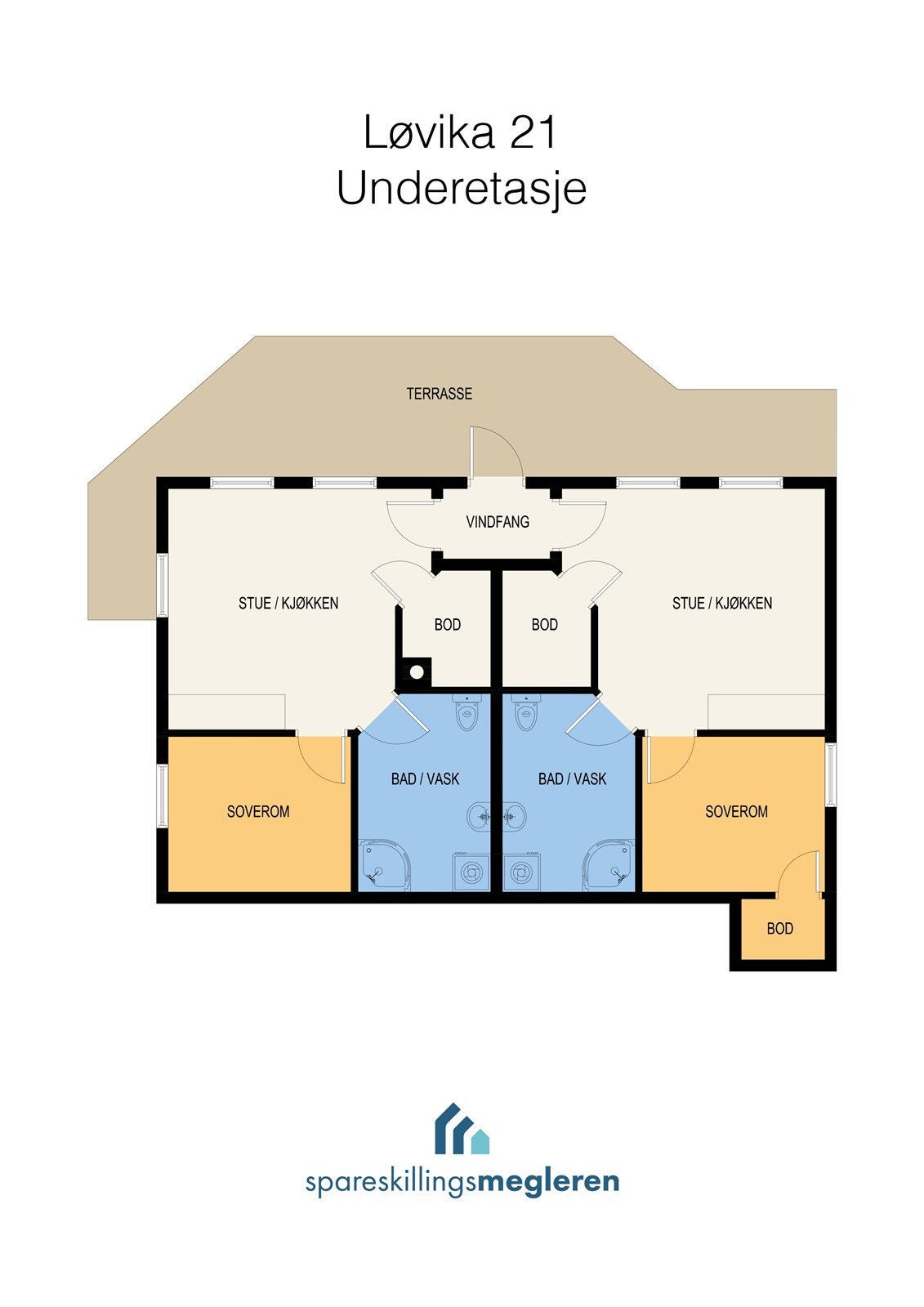 Underetasje er utleid, ikke fotografert av boligfotograf. Galleribilde