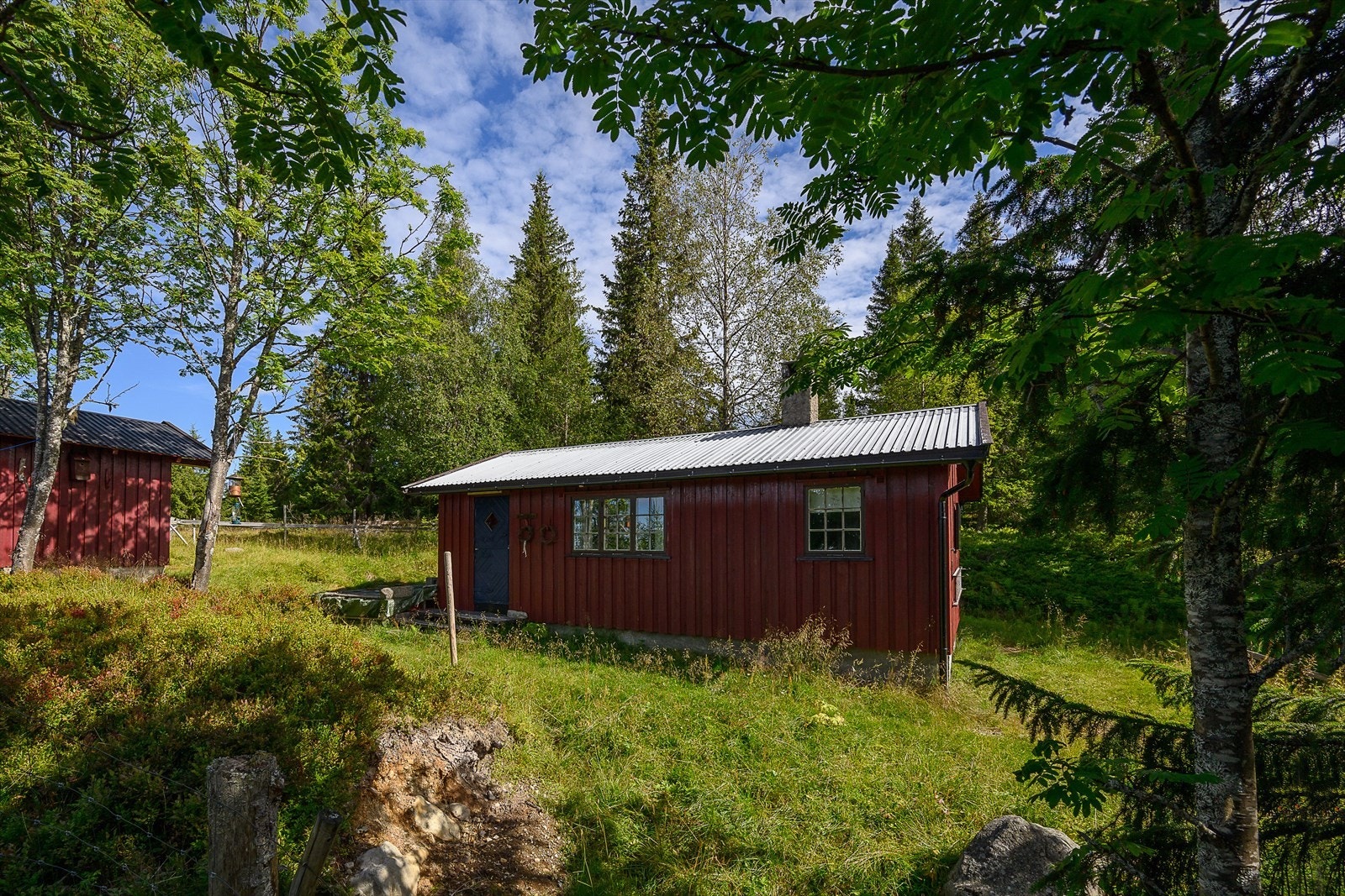 Hytta glir fint inn i det omkringliggende landskapet. Galleribilde
