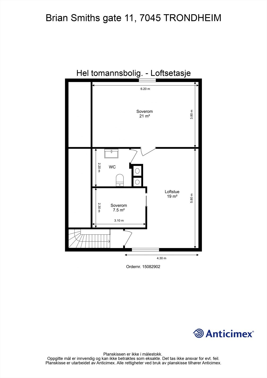 Planskisse loftsetasje. Galleribilde