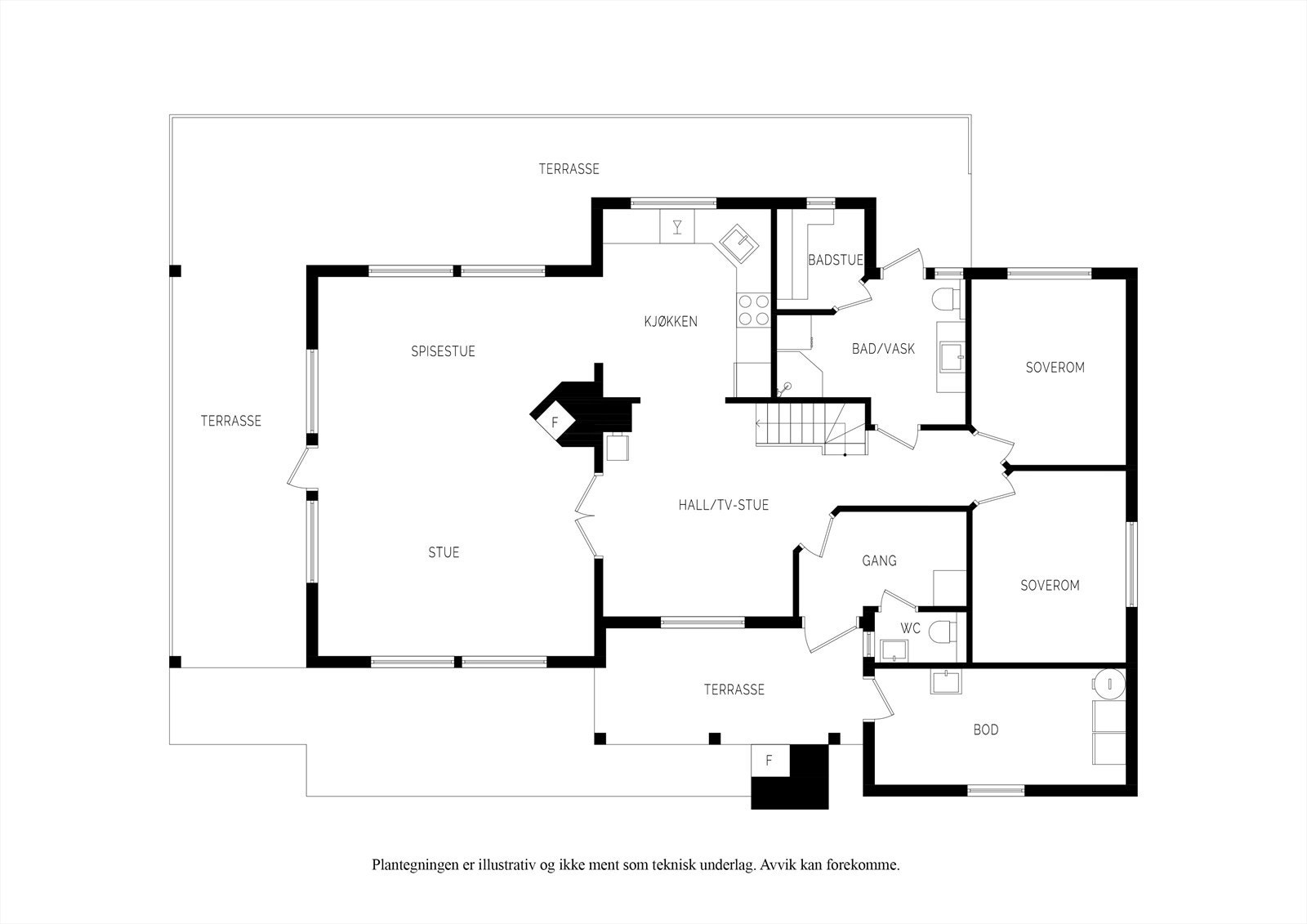 Plantegning 1.etasje | Annekset er ikke med på plantegnigen Galleribilde