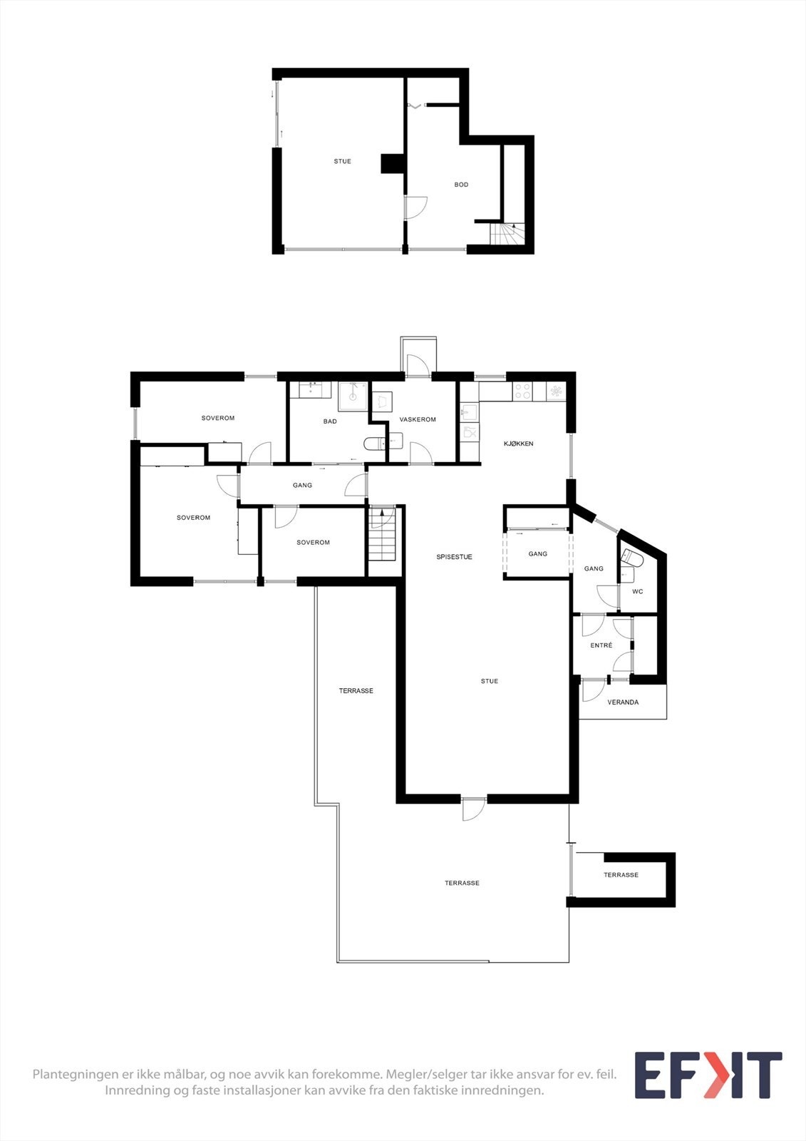 Boligen har en gjennomtenkt planløsning med alle hovedfunksjoner på ett plan. Galleribilde