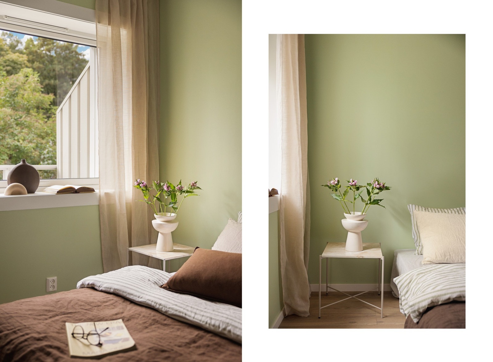 Begge rommene har 1-stavs laminat på gulvet samt slette, malte vegger og tak. Galleribilde