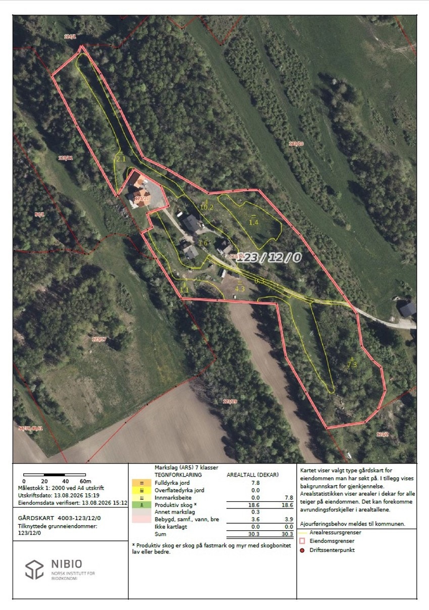 Utsnitt gardskart-flyfoto-Holmsvegen 203 Galleribilde