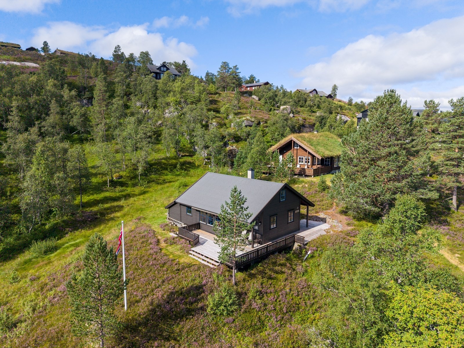 Her har du hytte midt i naturen, med flotte tur- og friluftsmuligheter like utenfor døren. Galleribilde