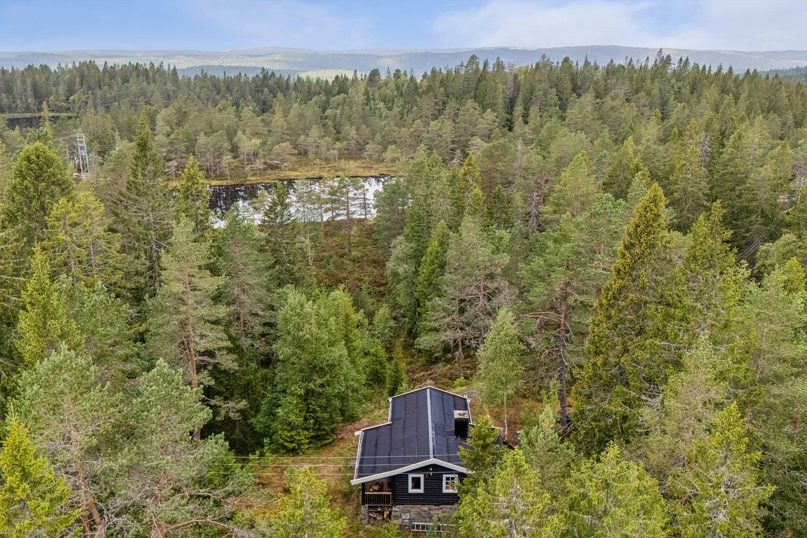 I forkant av hytta (bak tjernet) ligger Kollevann og Setervann hvor man kan fiske abbor og ørret (med fiskekort) Galleribilde