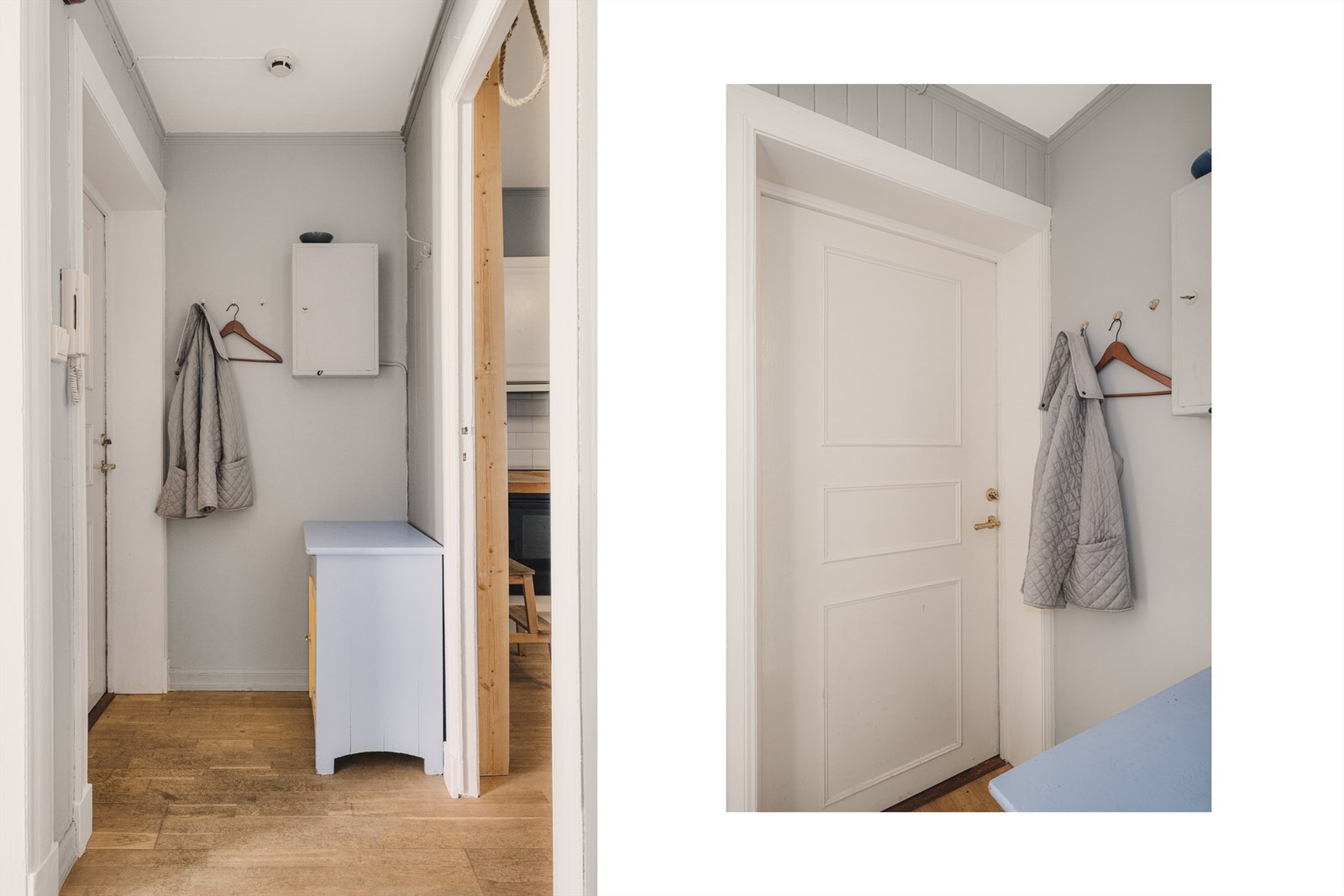 Leiligheten har sikringsskap i gang. Ekstern lagring er i en privat bod på 4 m² i kjelleren, som bidrar til god lagringsplass. Galleribilde
