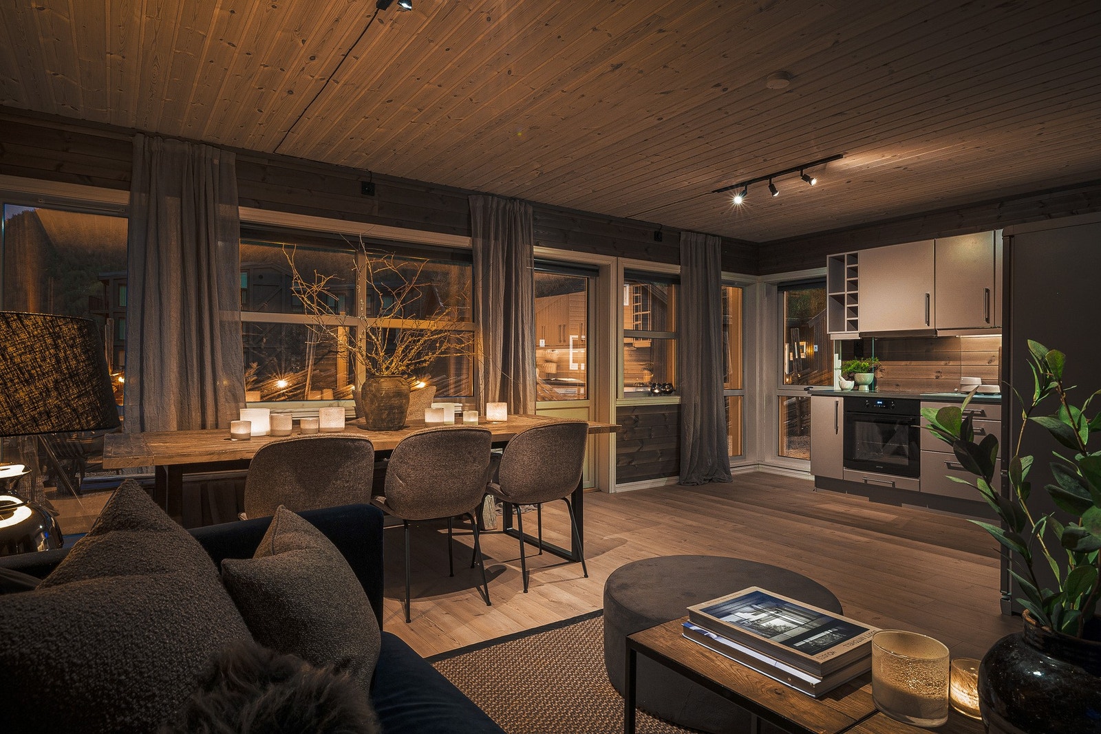 Store vindusflater med utsikt fra stuen. Galleribilde