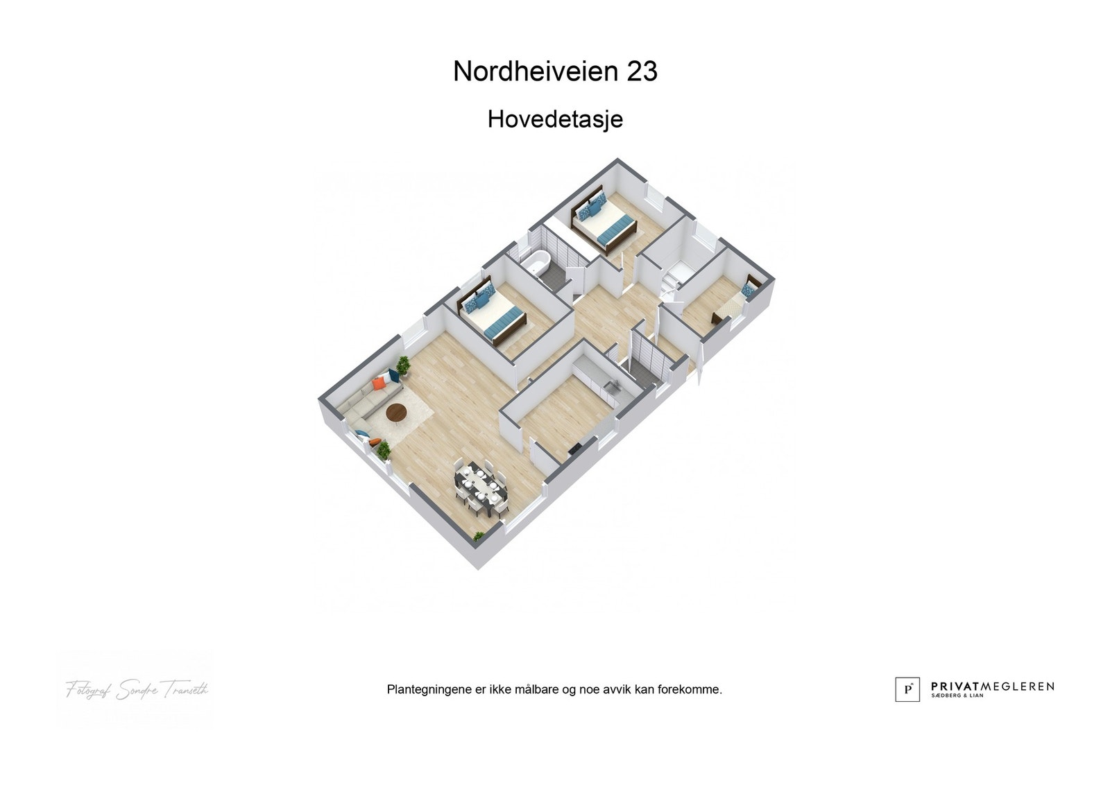 3D plantegning 1.etg. - laget av fotograf Galleribilde