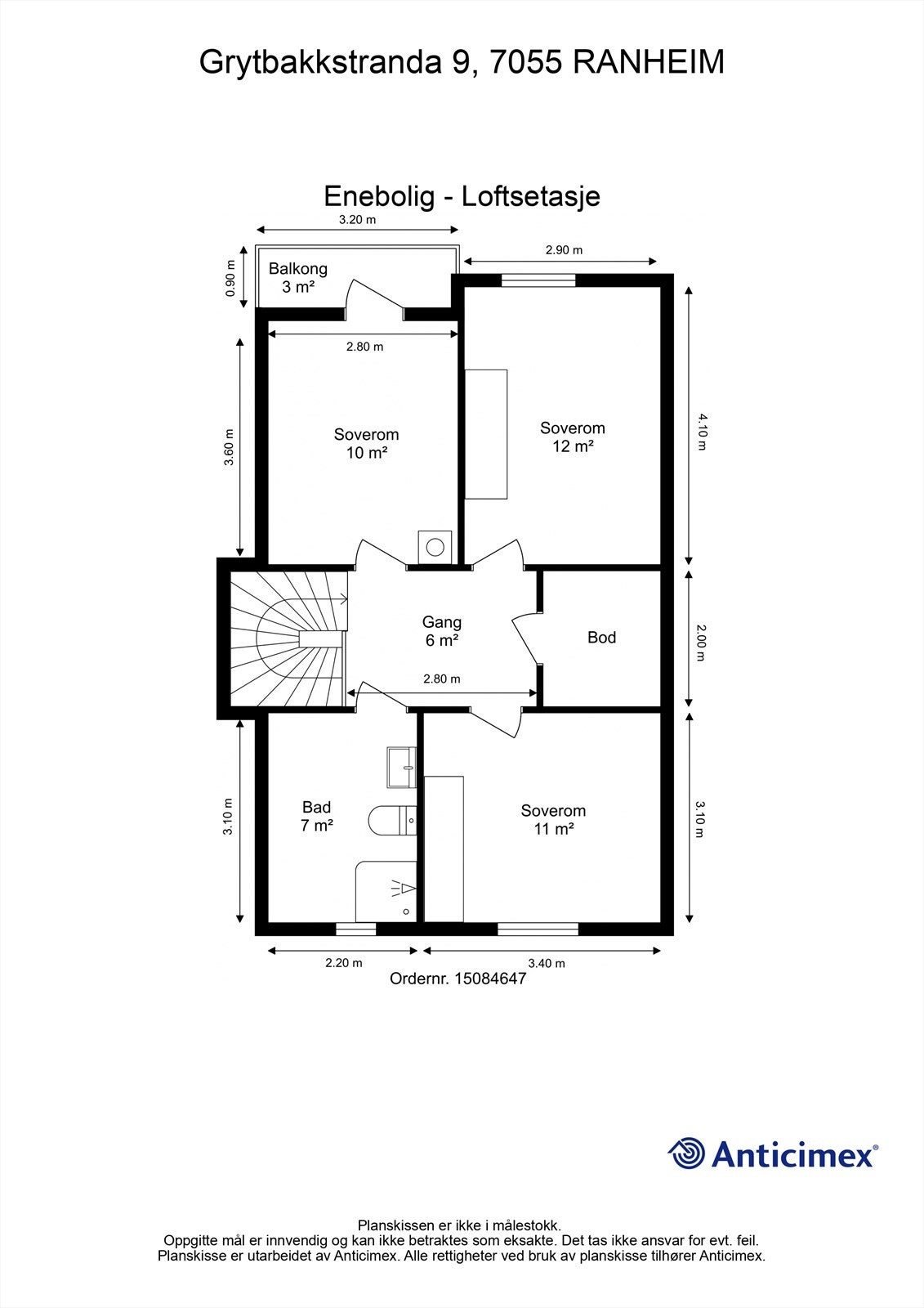 Planskisse loftsetasje. Galleribilde