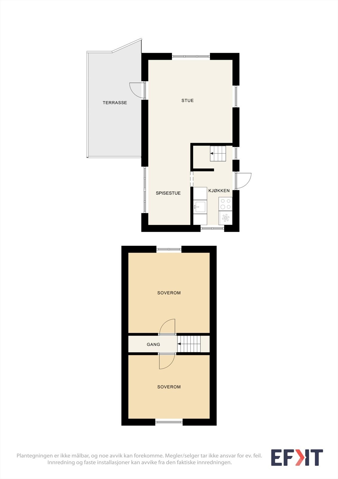 Hytta går over to plan med et samlet bruksareal på 41 m². Galleribilde