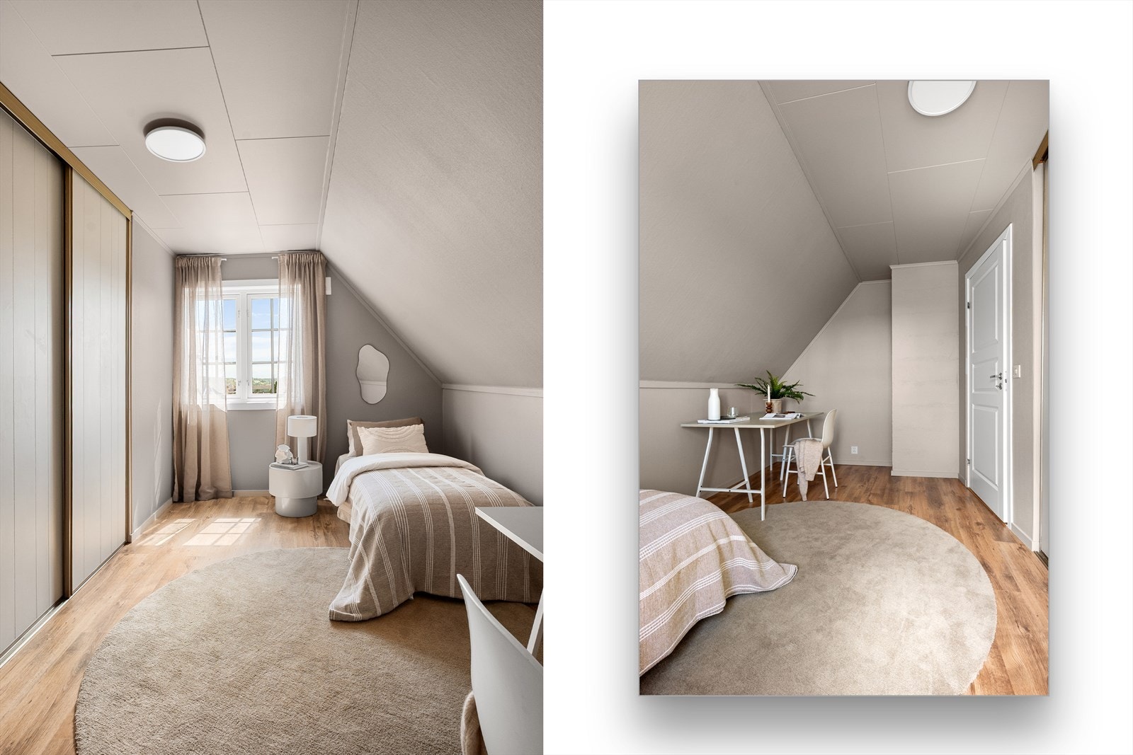 I likhet med hovedsoverommet har soverom 2 skyvedørsgarderobe med gode oppbevaringsmuligheter. Galleribilde
