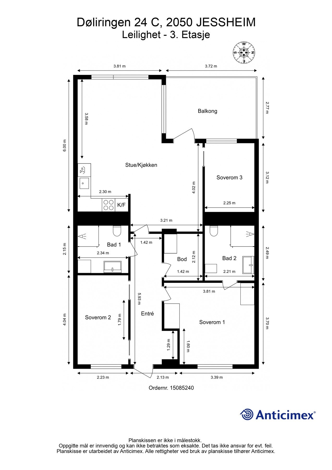 Plantegning 3. etasje. Galleribilde