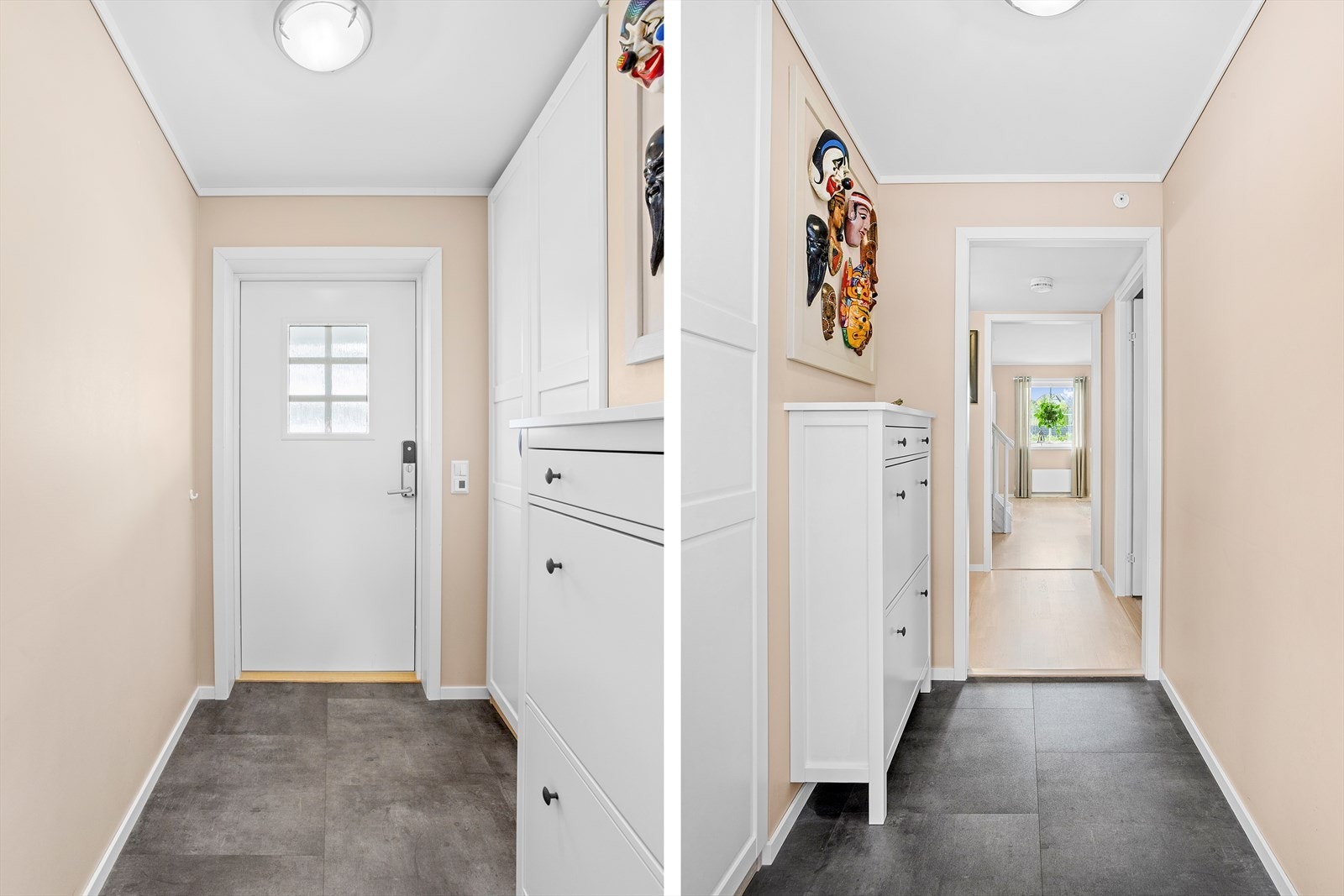 Entré med garderobeskap og praktisk el-lås. Varme i gulvet. Galleribilde
