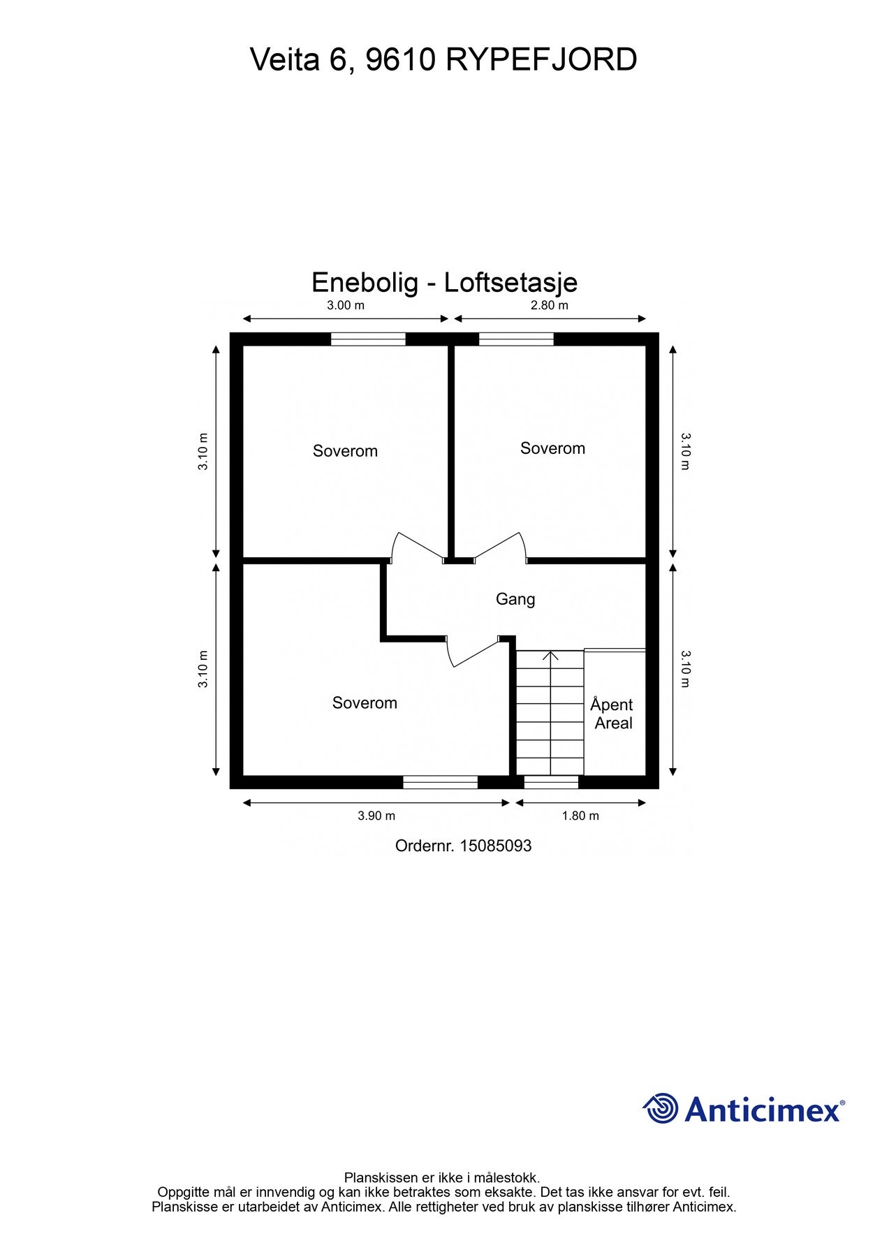 Plantegning for loftsetasjen. Galleribilde