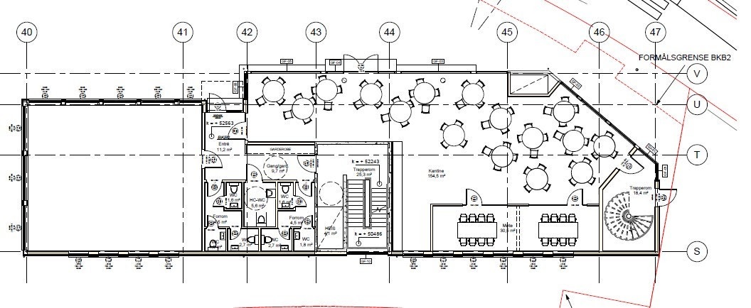 Plantegning 1. etg. ca. BTA ca. 550 m².