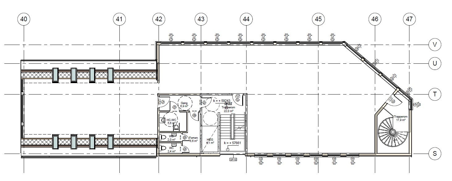 Plantegning 3. etg. ca. BTA ca. 400 m².