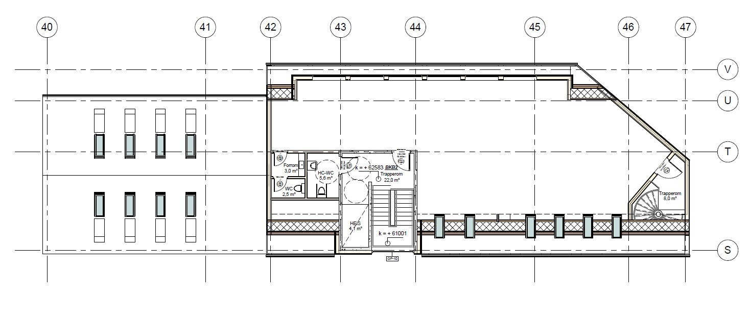 Plantegning 4. etg. ca. BTA ca. 300 m².