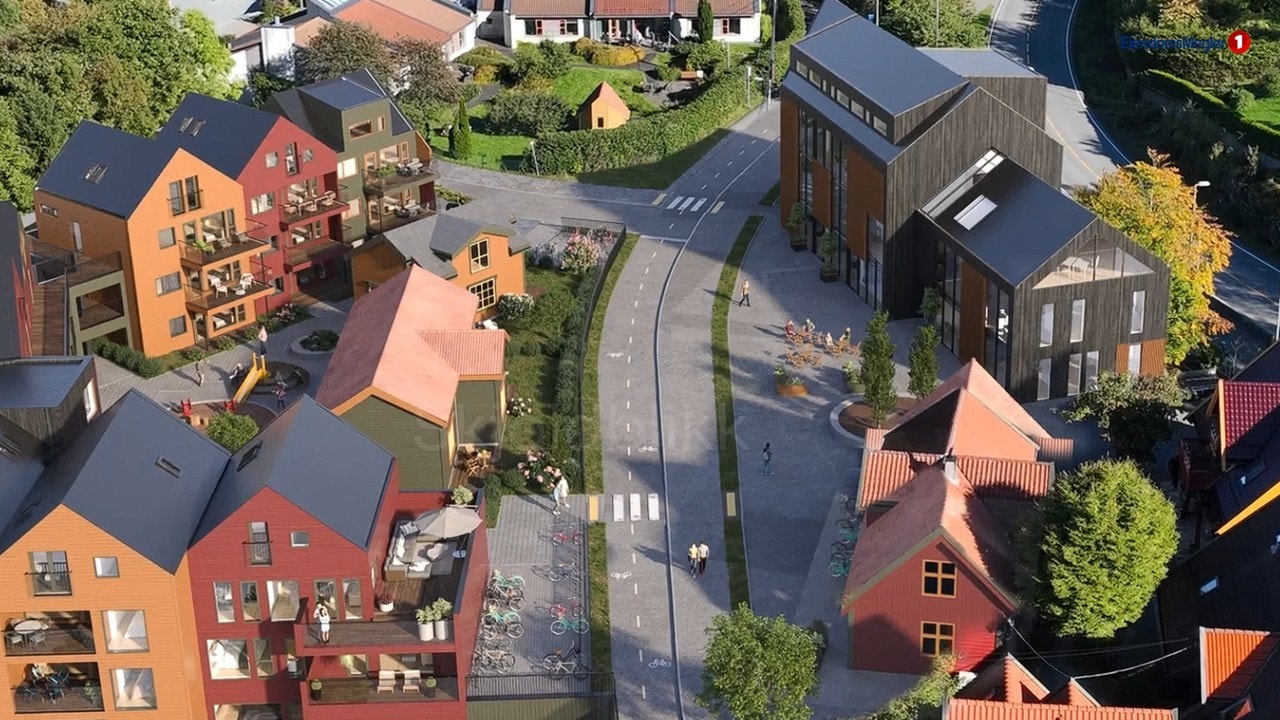 Nybygget har god eksponering rett på Fanavegen.
