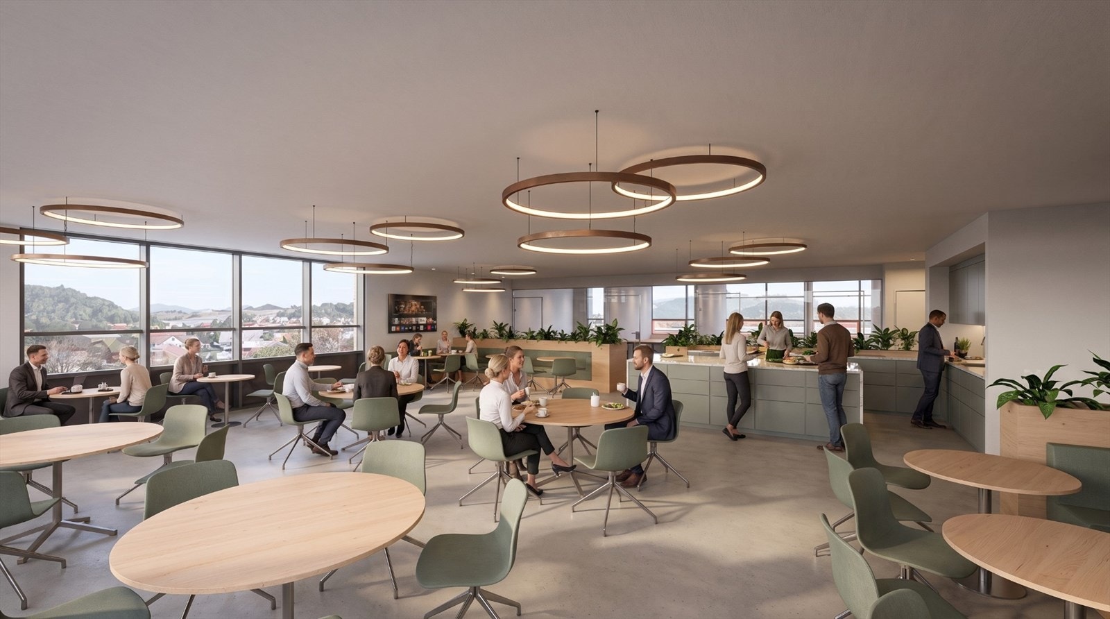 Skisse som viser mulig kantine i bygget.
