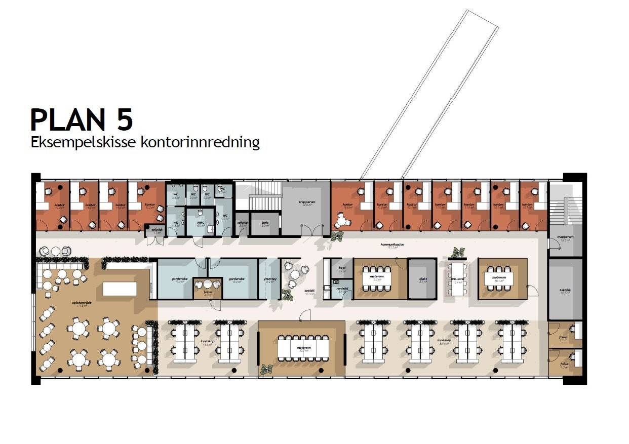 Plan 2- 5 - skisse til mulig innredning.
