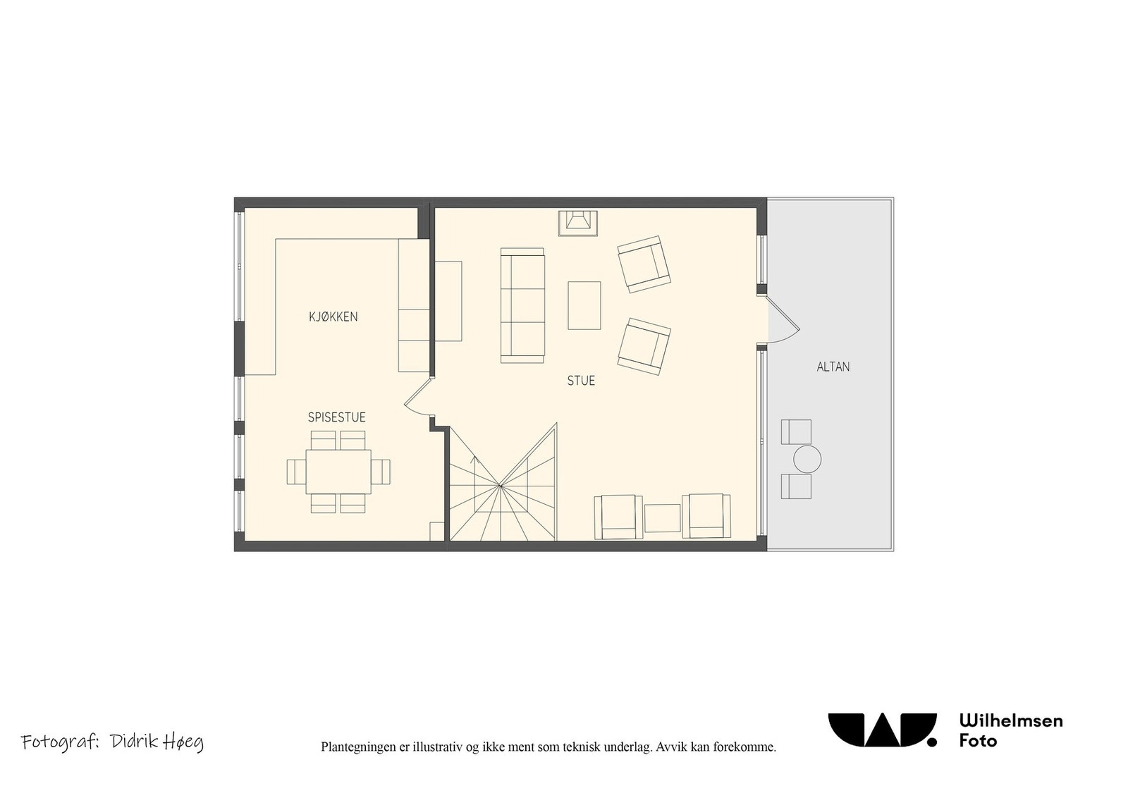 Plantegning 2.etasje - Boligen er opprinnelig godkjent med soverom nr 3 hvor det i dag er spisestue Galleribilde