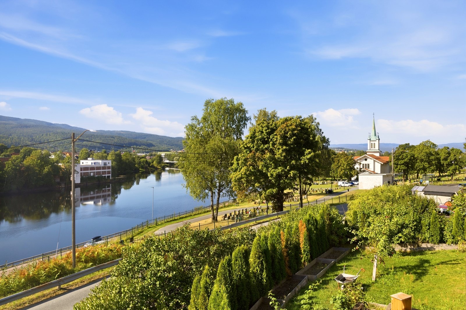 Huset ligger langs Gamle Riksvei 201 og har flott utsikt mot elva. Galleribilde