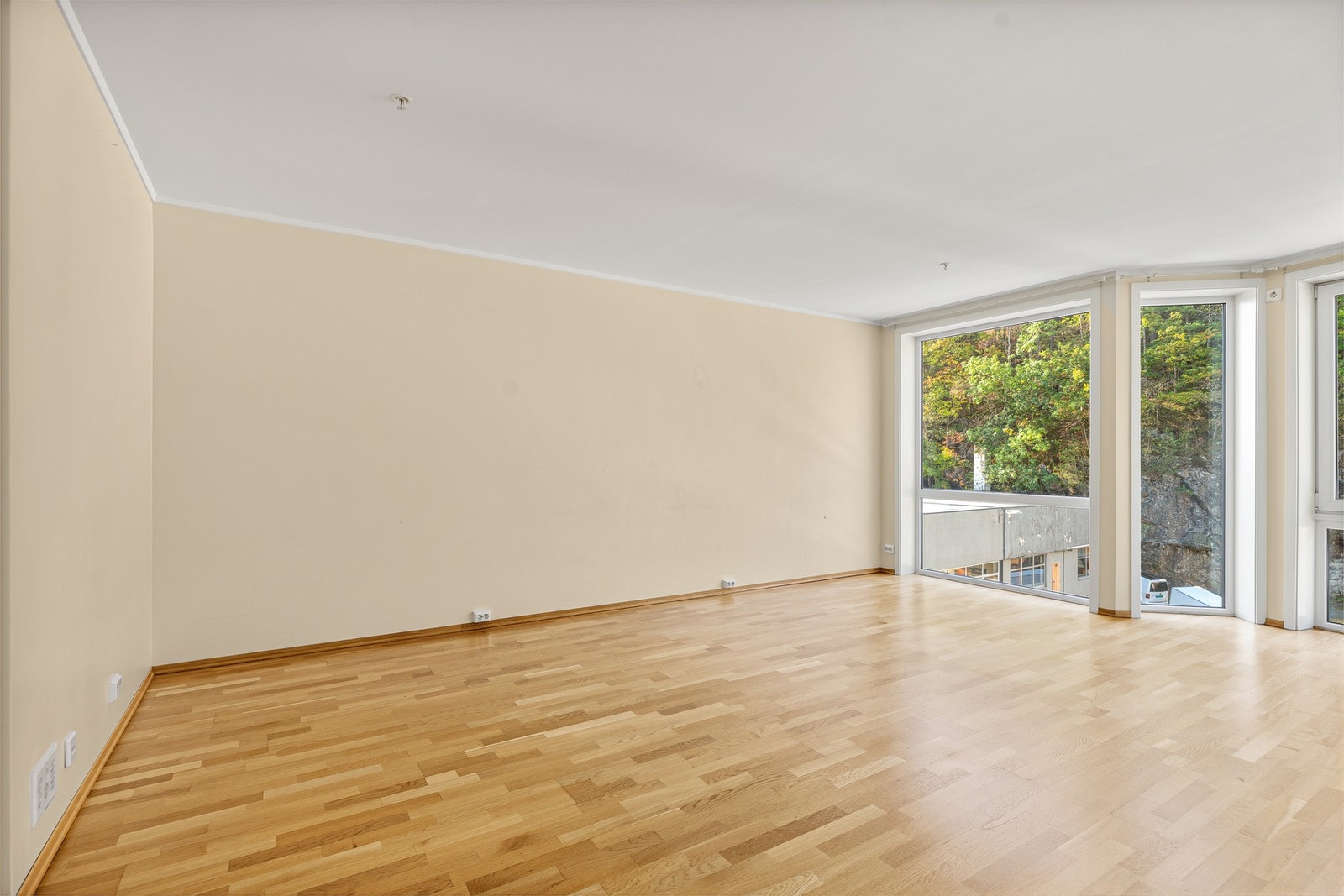 Det er god plass til sofagruppe/tv-stue og spisestue Galleribilde