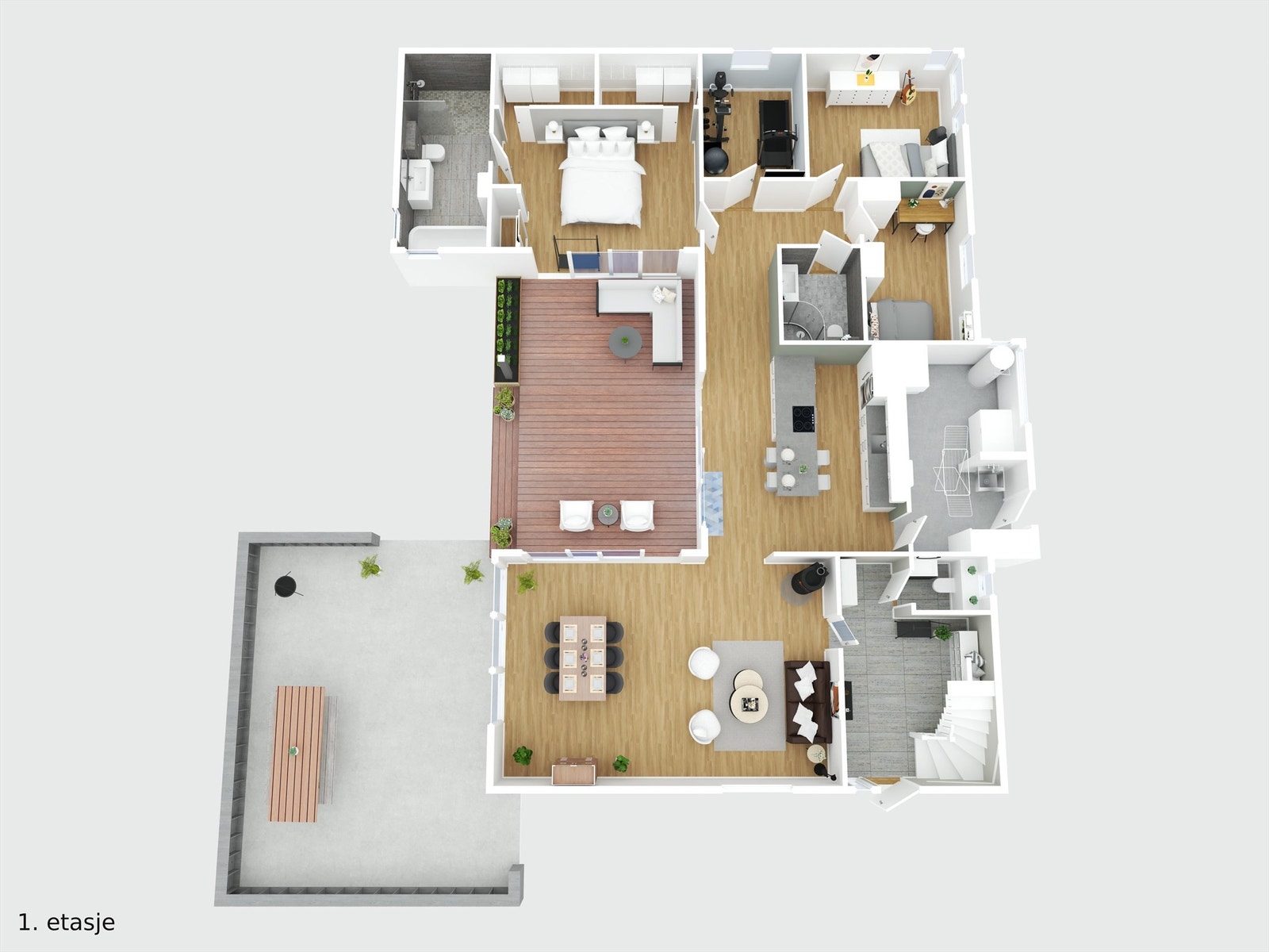 Plantegning 3D 1. etasje Galleribilde