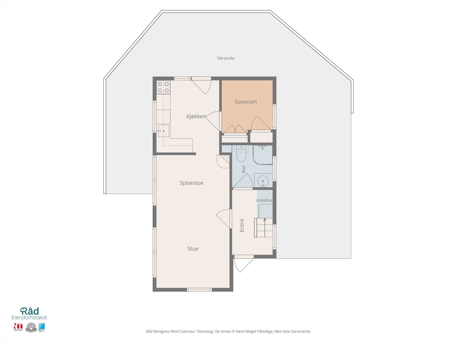 Planløsning 1. etg, søndre hytte (grått) Galleribilde