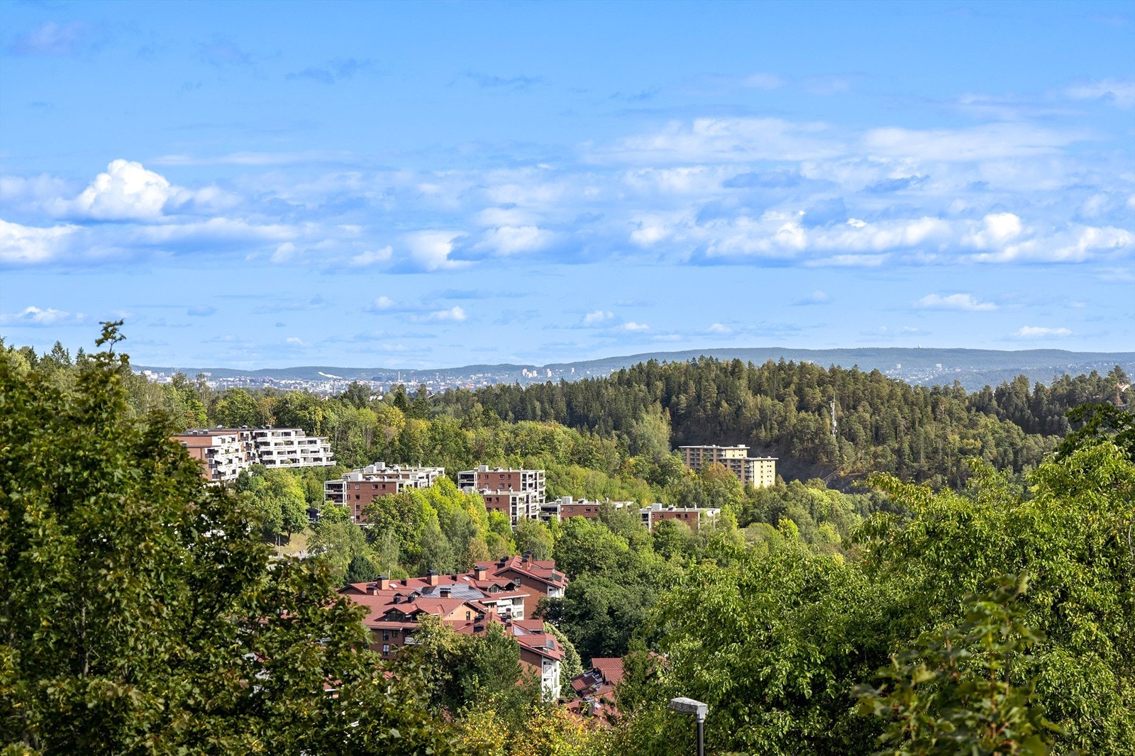 Balkongen med utgang fra spisestuen har god utsikt utover landlige omgivelser. Balkongen er sørvendt og har svært gode solforhold utover ettermiddag og kveld. Galleribilde