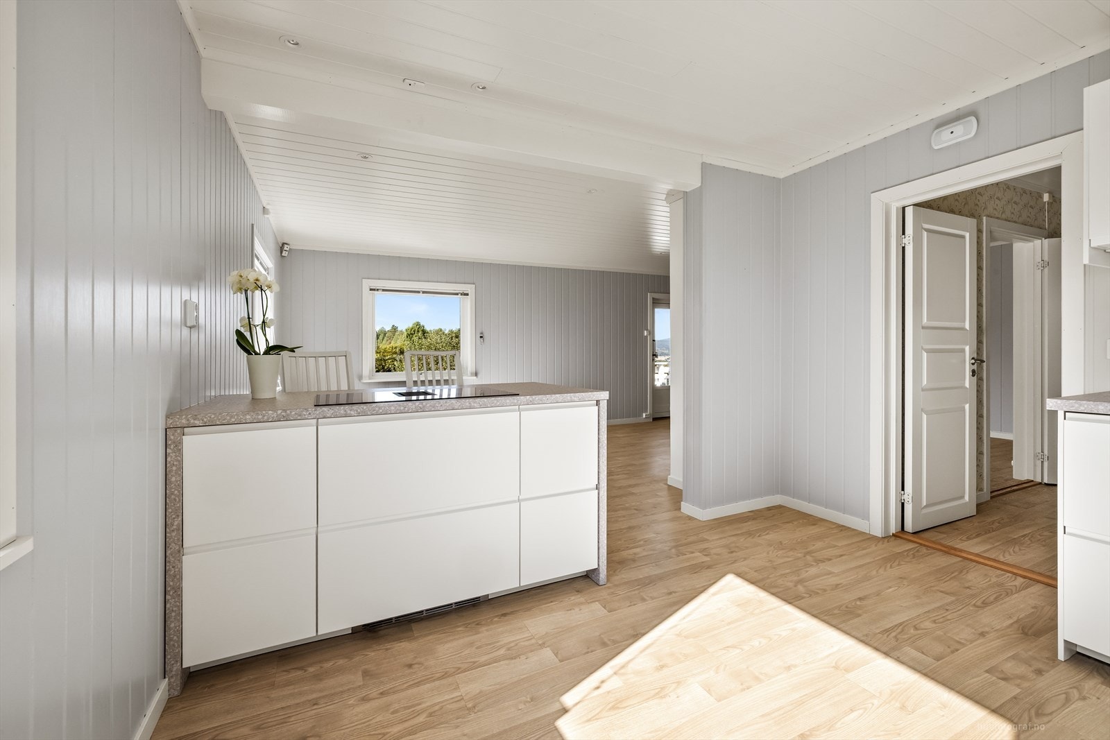 Praktisk kjøkkenøy med induksjonstopp og integrert ventilator. Galleribilde