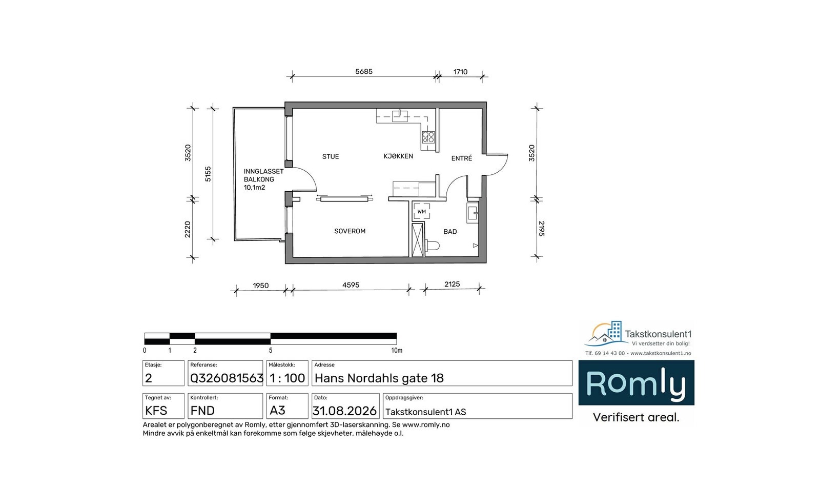 - Plantegning. Leiligheten disponerer en bod i kjeller på ca. 6kvm - Galleribilde
