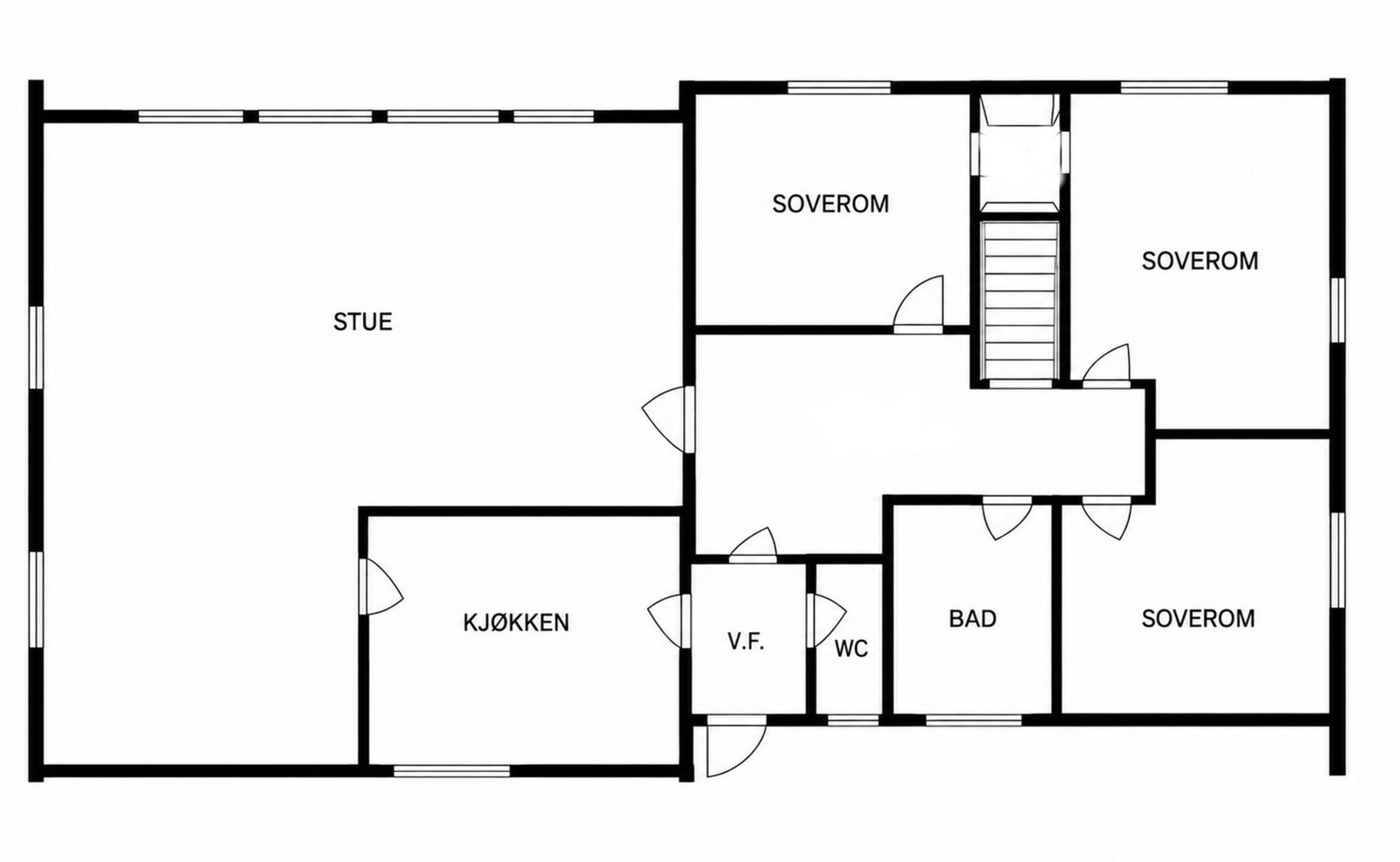 Plantegning 1.etg. Denne er laget av AI, avvik kan forekomme. Galleribilde