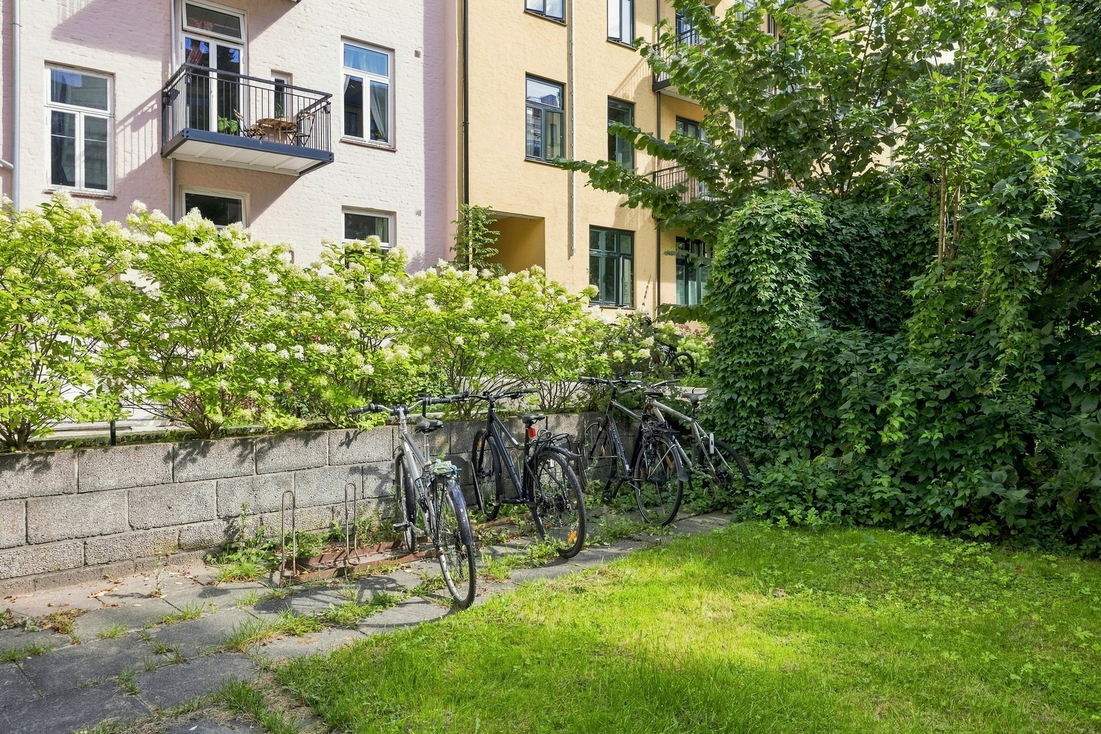 Sykkelparkering i bakgården. Galleribilde